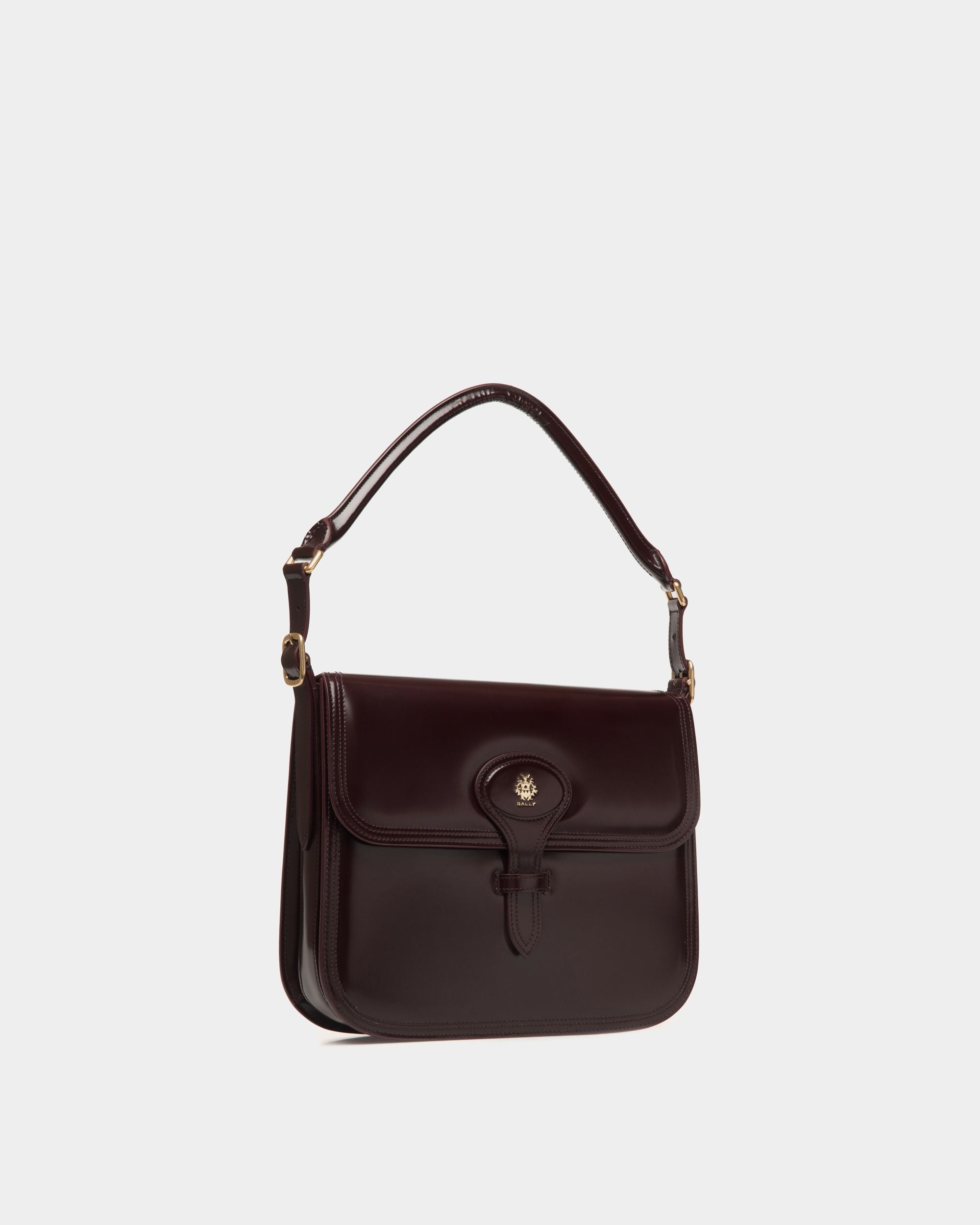 Borsa A Spalla Beckett In Pelle Spazzolata Bordeaux Scuro - Donna - Bally - 01