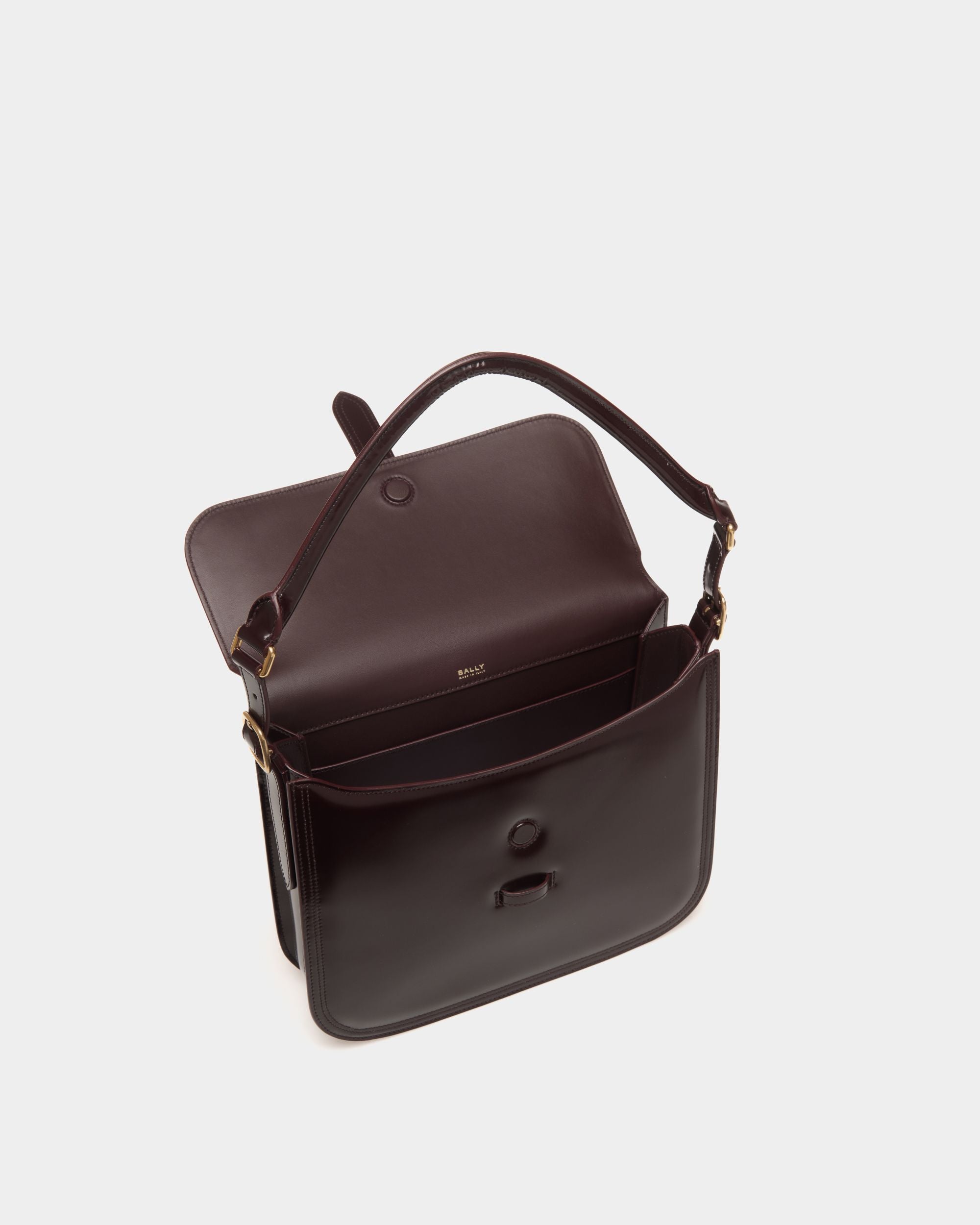 Borsa A Spalla Beckett In Pelle Spazzolata Bordeaux Scuro - Donna - Bally - 02