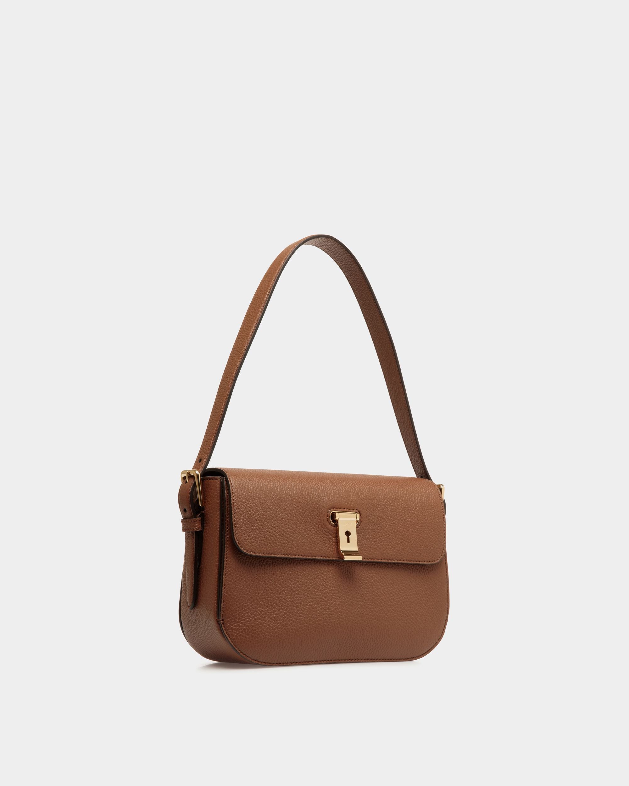 Borsa A Spalla Lock Me In Pelle Granata Marrone - Donna - Bally - 04