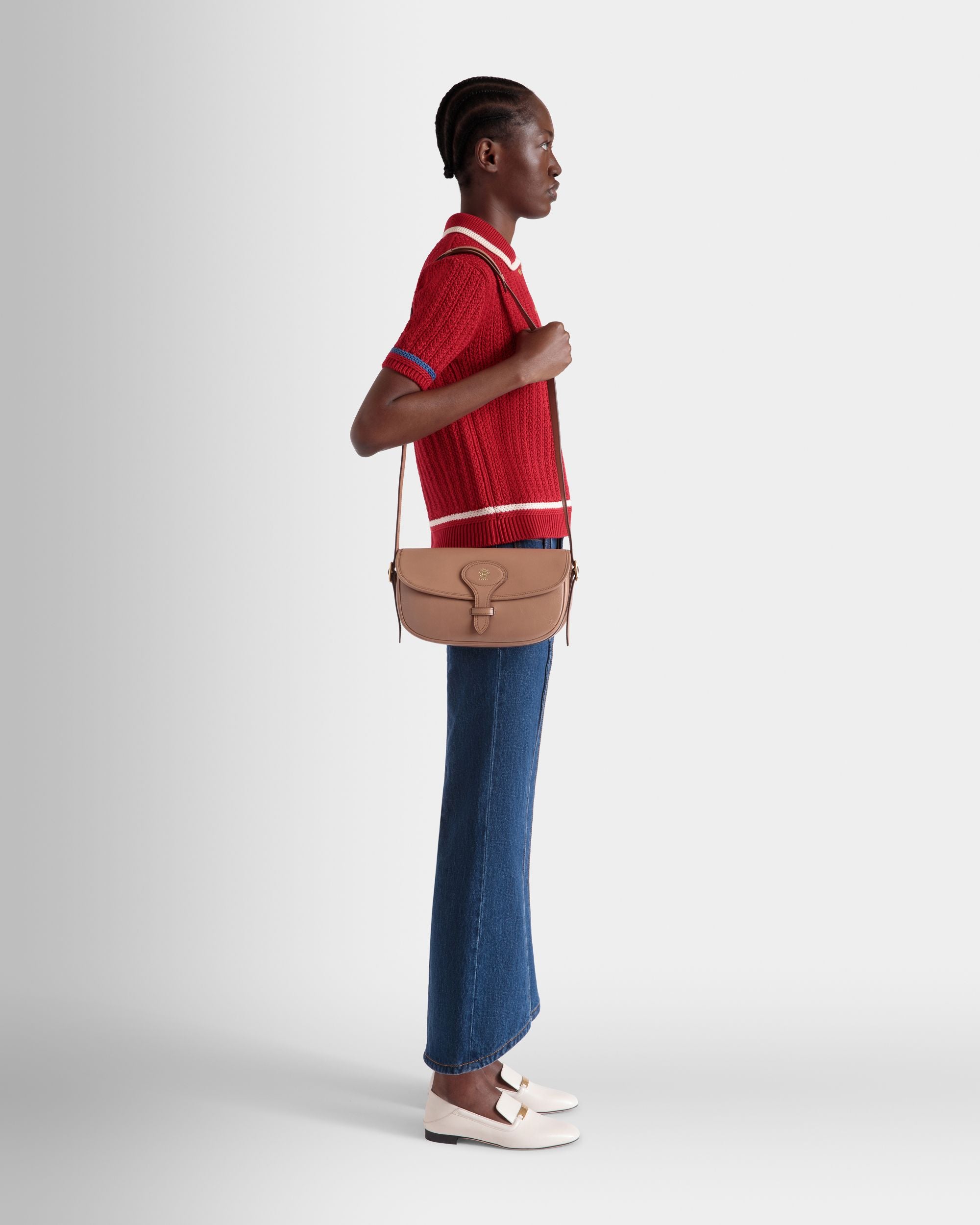 Borsa A Tracolla Beckett In Pelle Praline Beige - Donna - Bally - 02