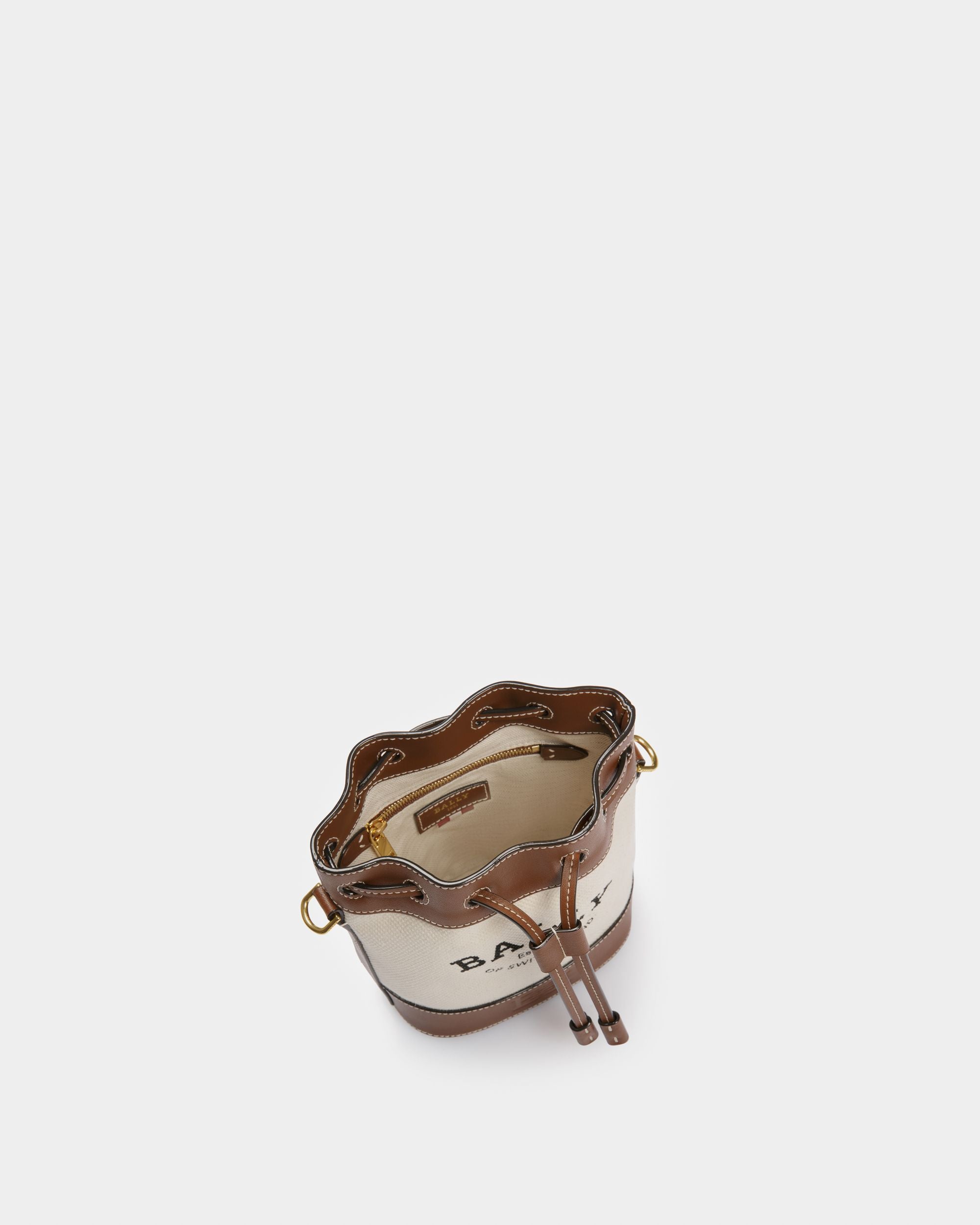Cleoh Borsa A Secchiello In Tessuto Color Naturale E Marrone - Donna - Bally - 04