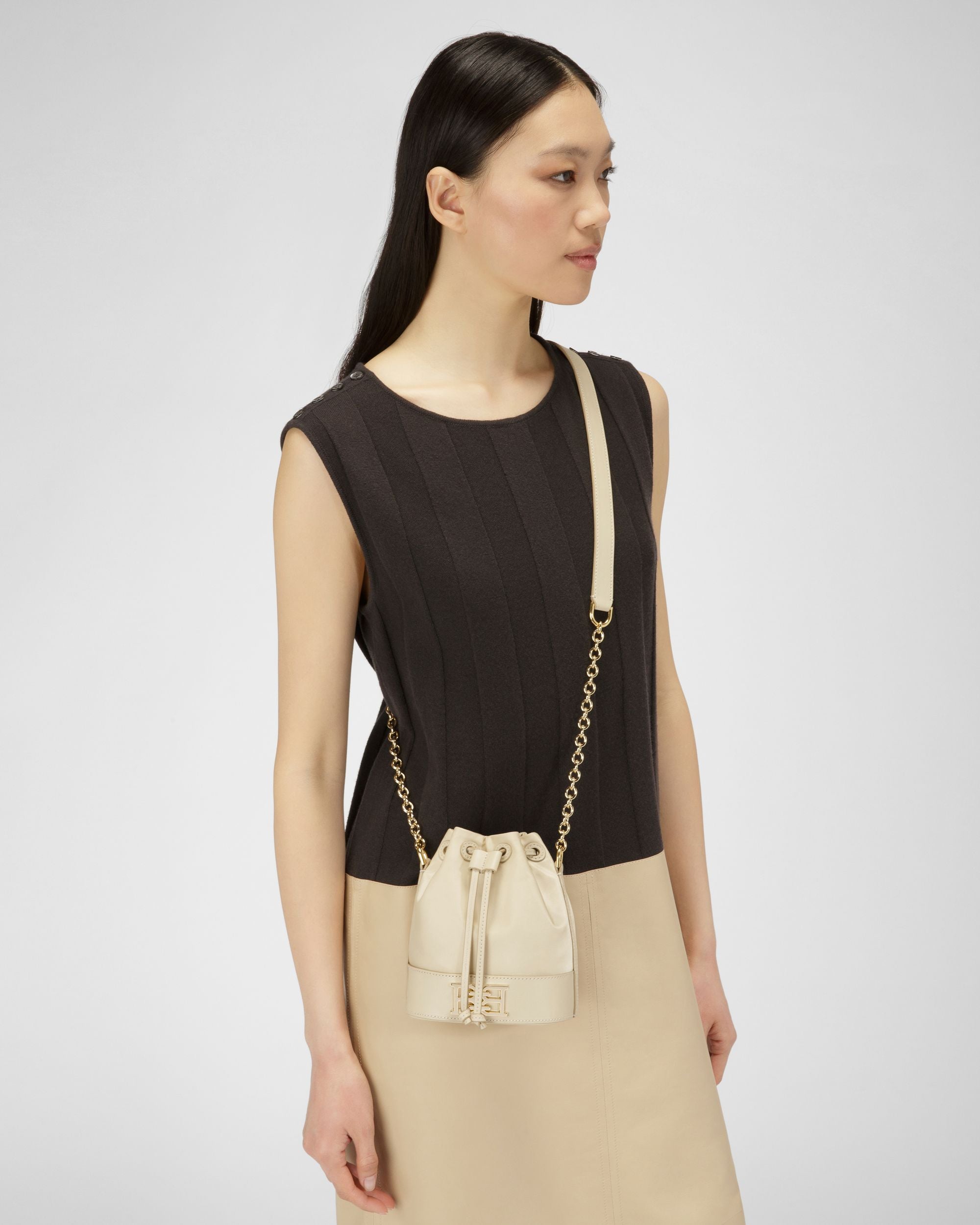 Eoh Small Borsa A Secchiello In Nylon Beige Chiaro - Donna - Bally - 02