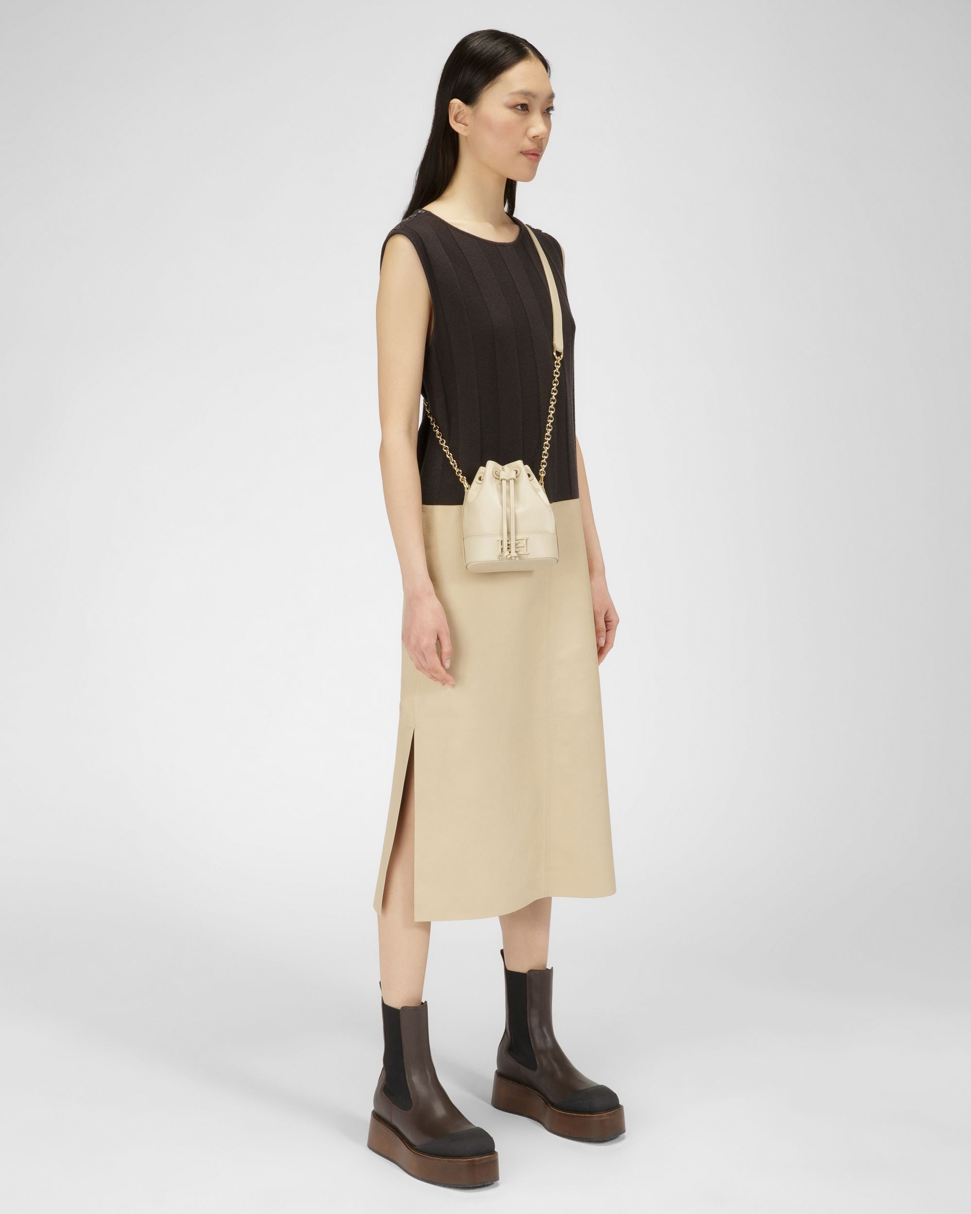 Eoh Small Borsa A Secchiello In Nylon Beige Chiaro - Donna - Bally - 07