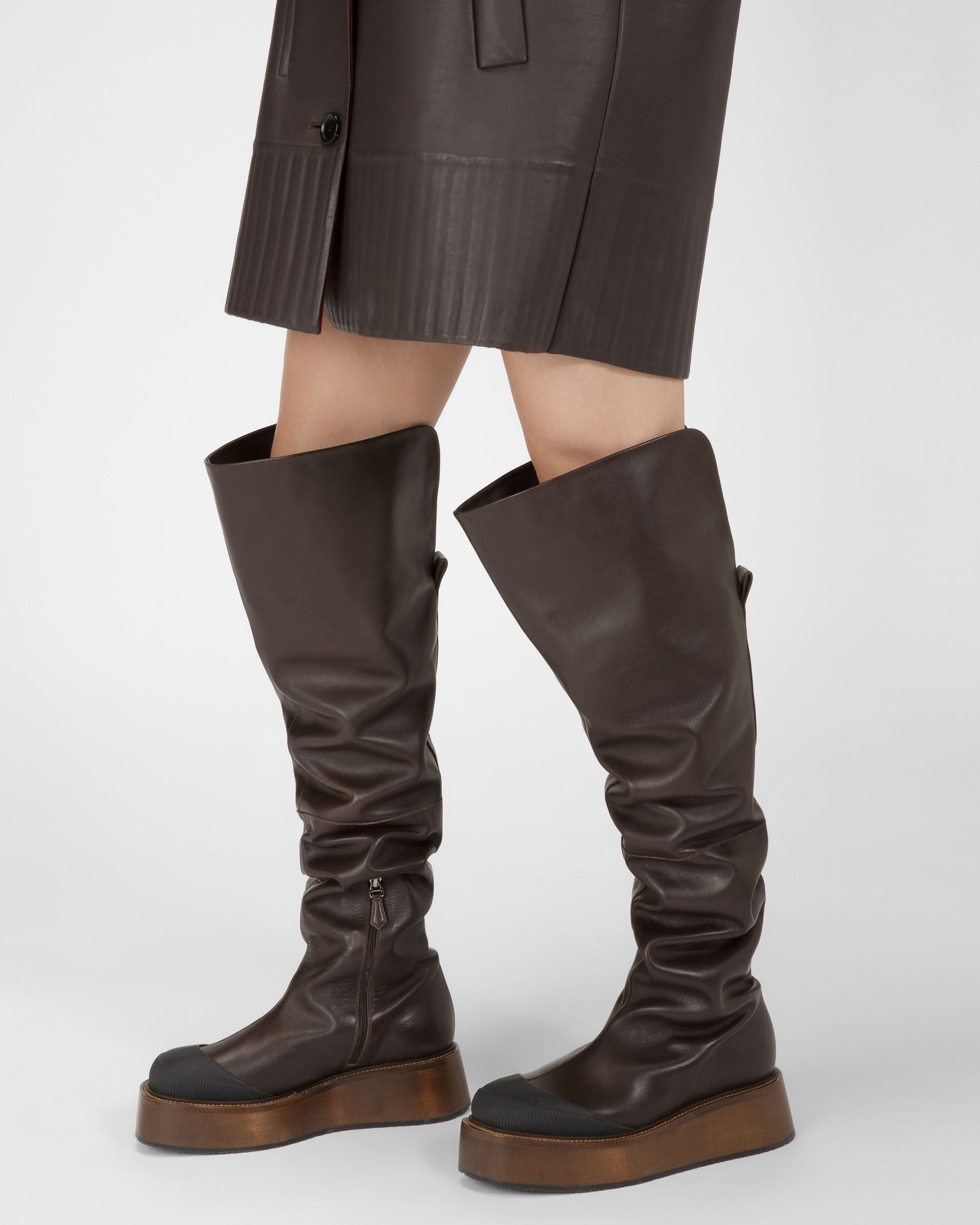 Irenne Stivali In Pelle Alti In Marrone Scuro - Donna - Bally - 06