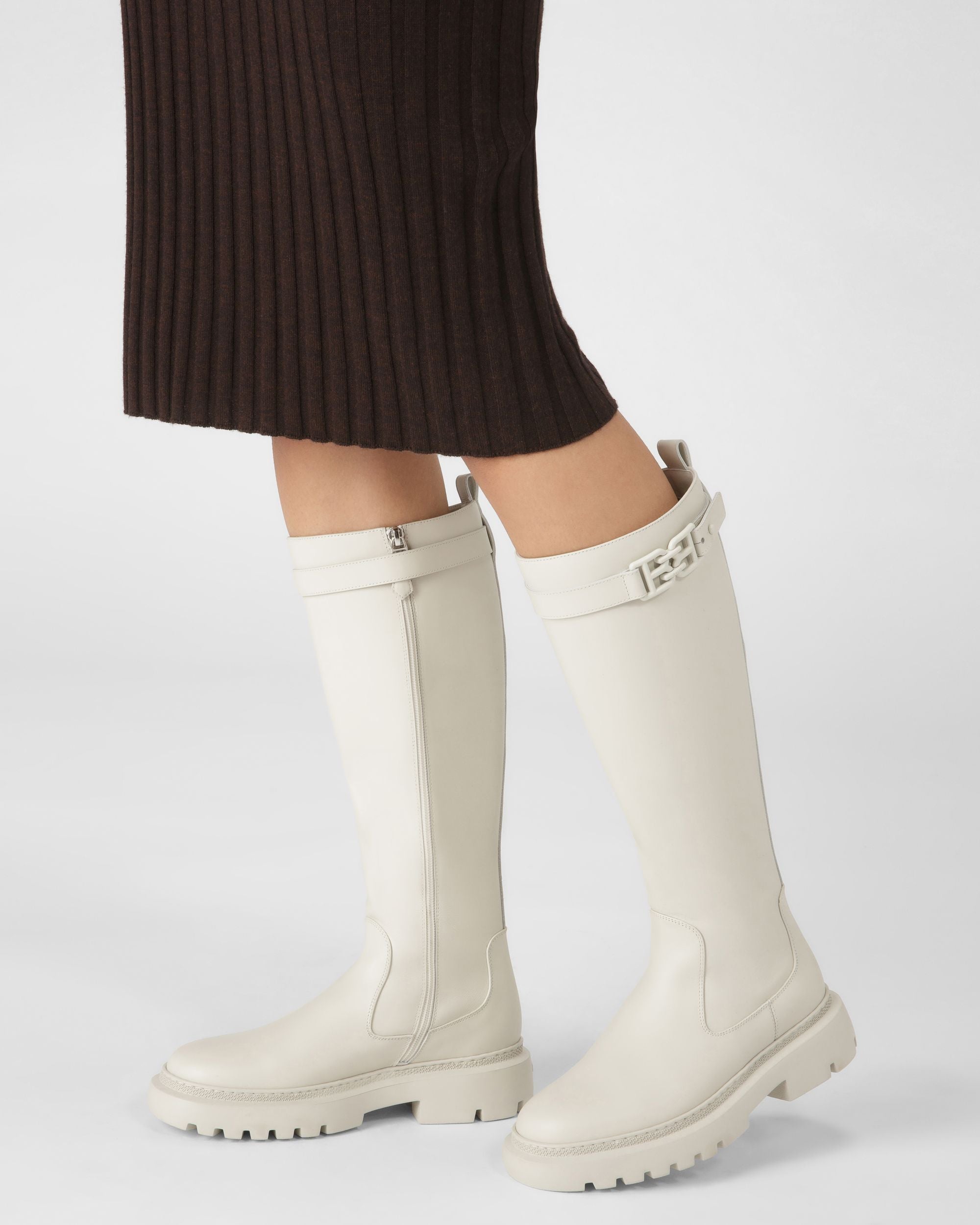 Gaila Stivali In Pelle Colore Bianco Polvere - Donna - Bally - 03
