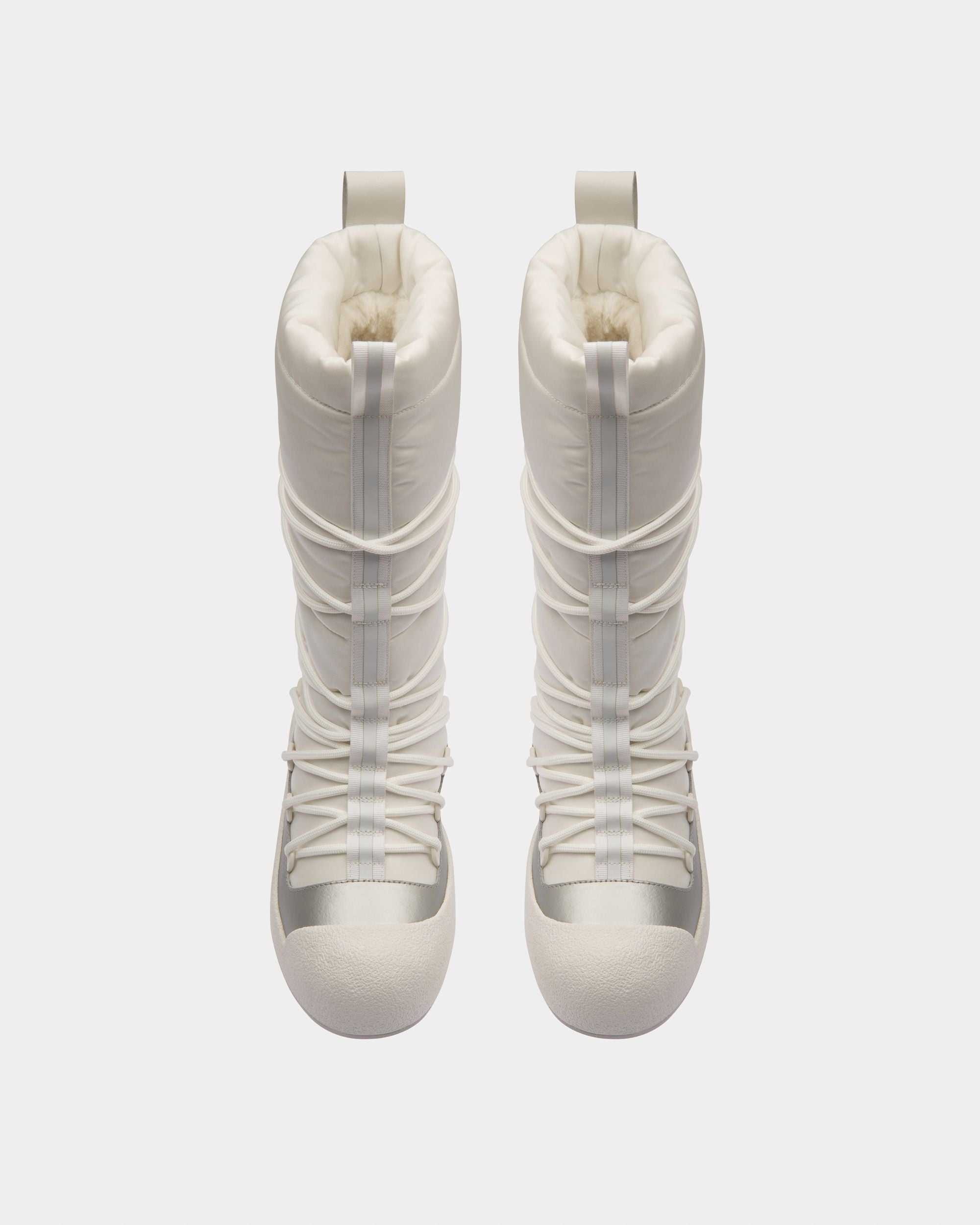 Cathye Stivali In Nylon E Pelle Riciclati In Bianco E Argento - Donna - Bally - 02
