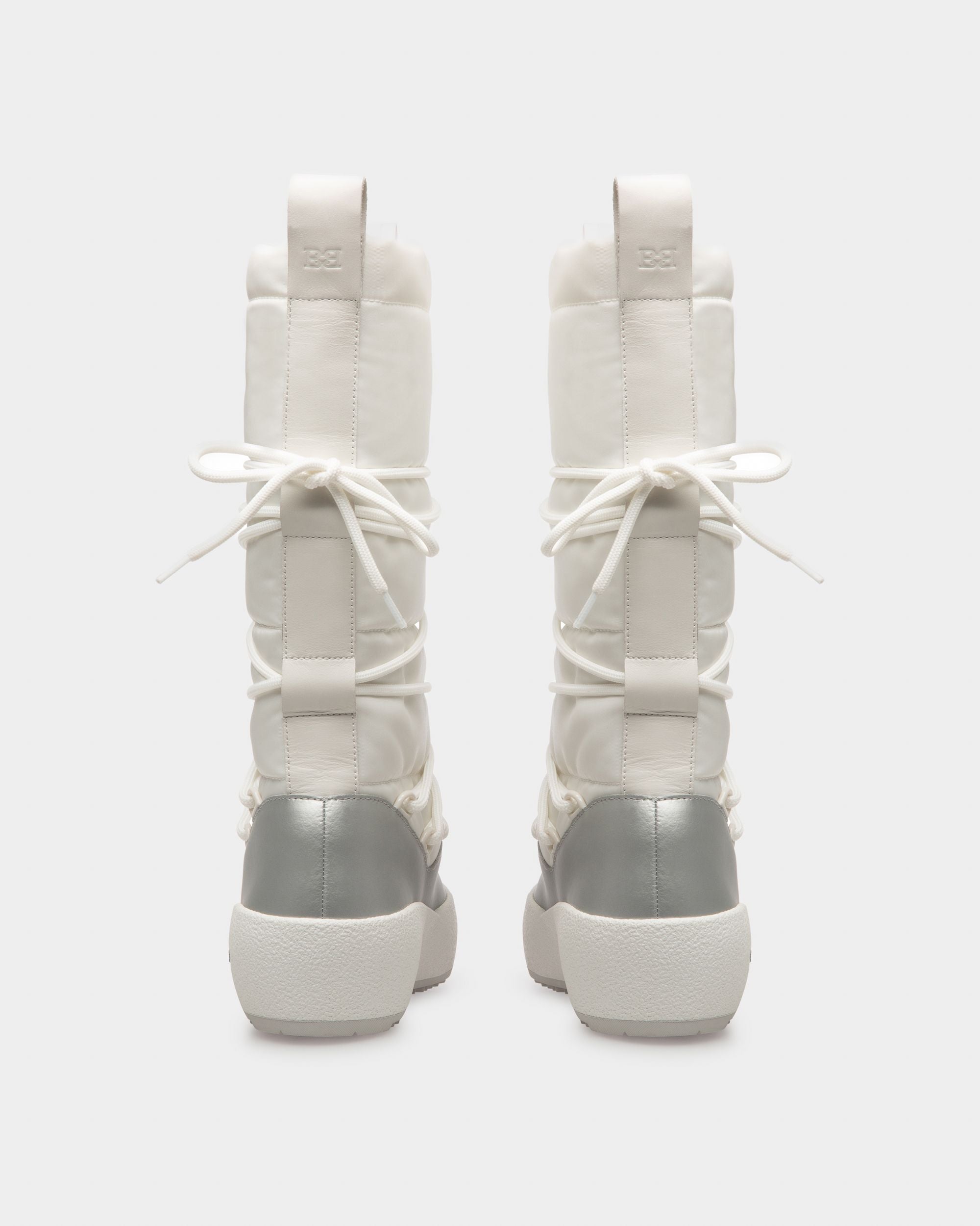 Cathye Stivali In Nylon E Pelle Riciclati In Bianco E Argento - Donna - Bally - 04