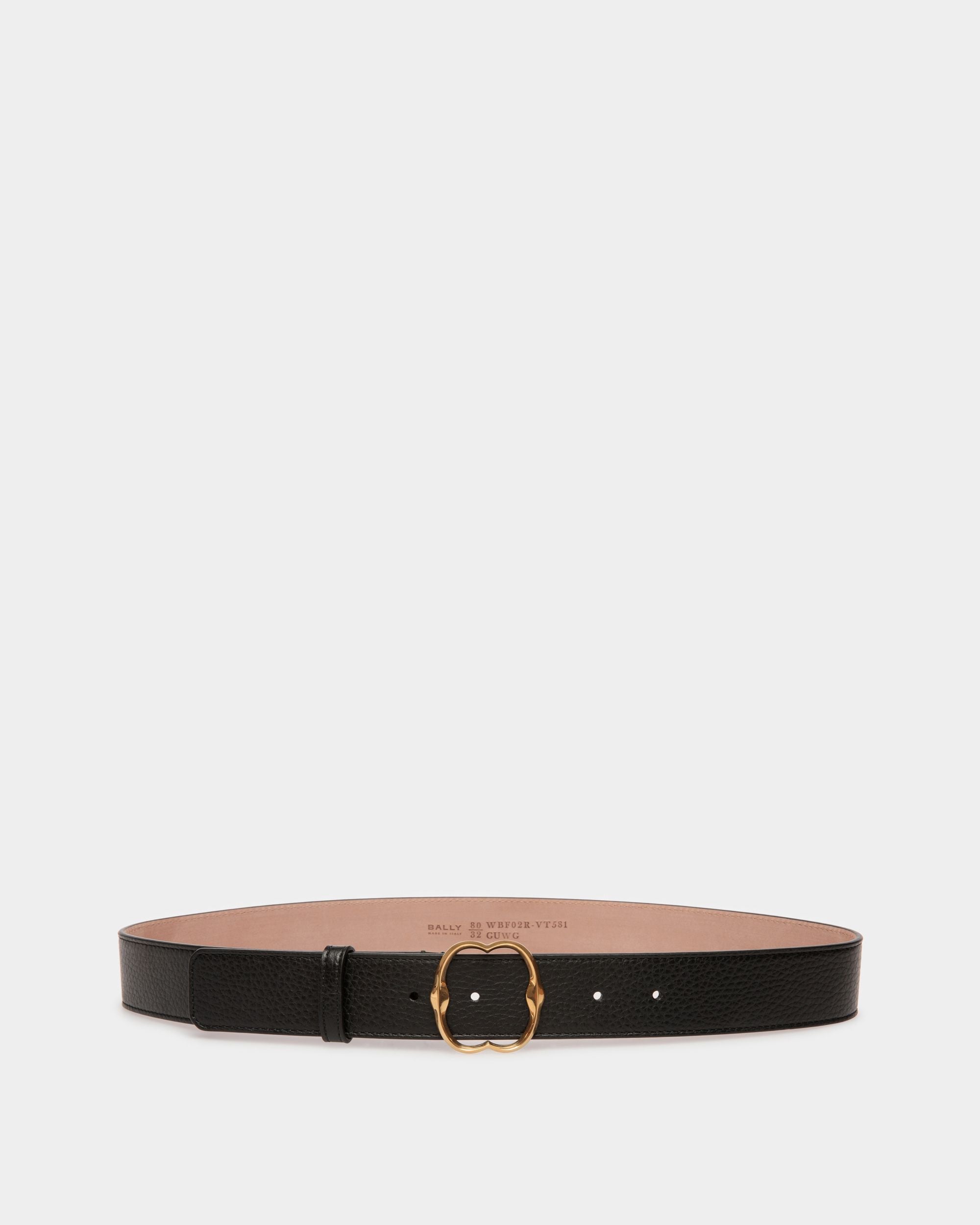 Cintura Emblem Frame Da 35 mm In Pelle Nera - Donna - Bally - 01