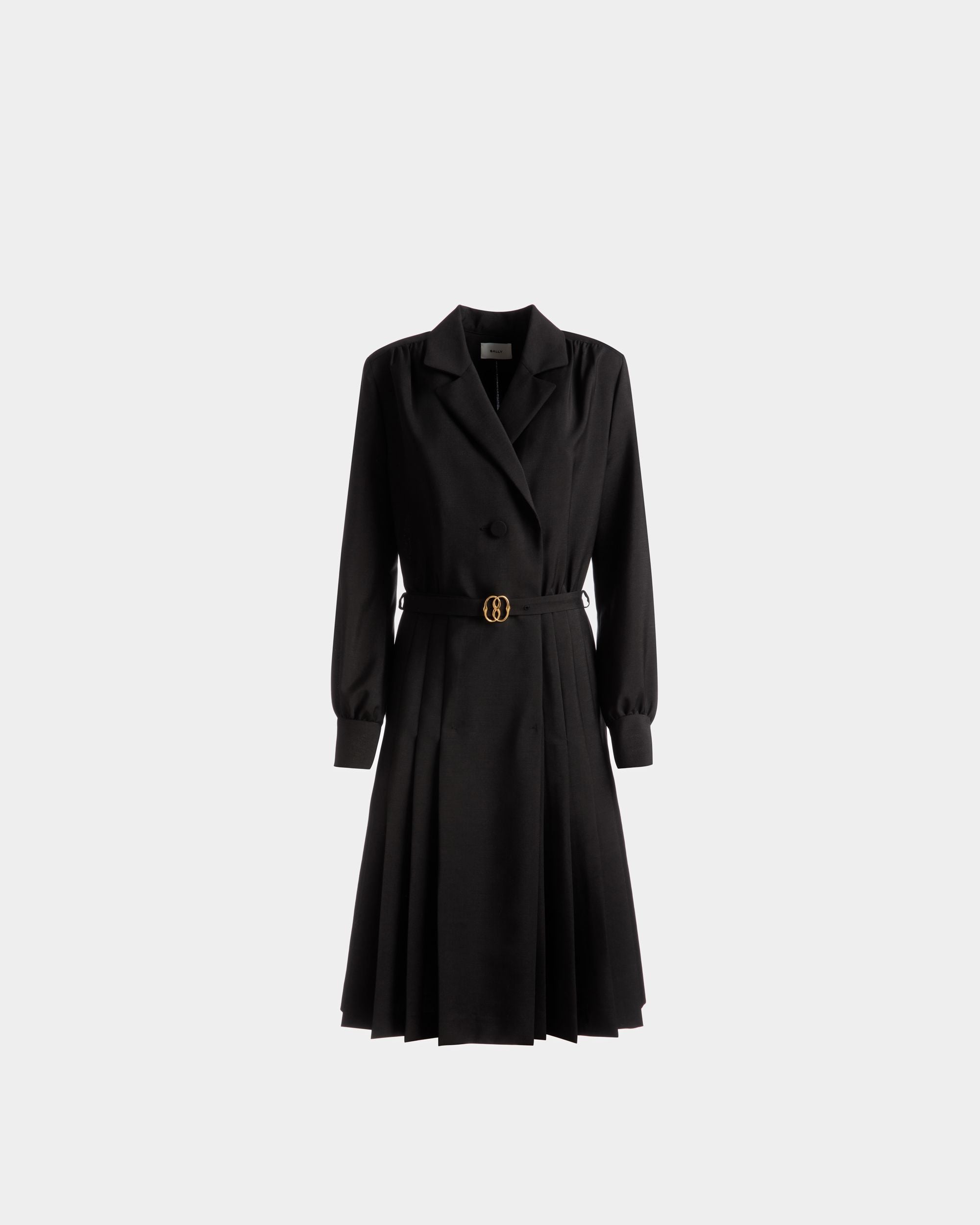 Abito Con Cintura Emblem In Misto Lana E Mohair Nero - Donna - Bally - 01