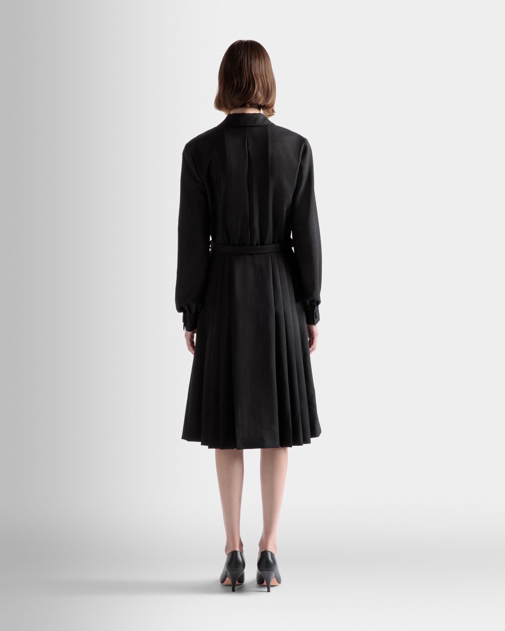 Abito Con Cintura Emblem In Misto Lana E Mohair Nero - Donna - Bally - 06