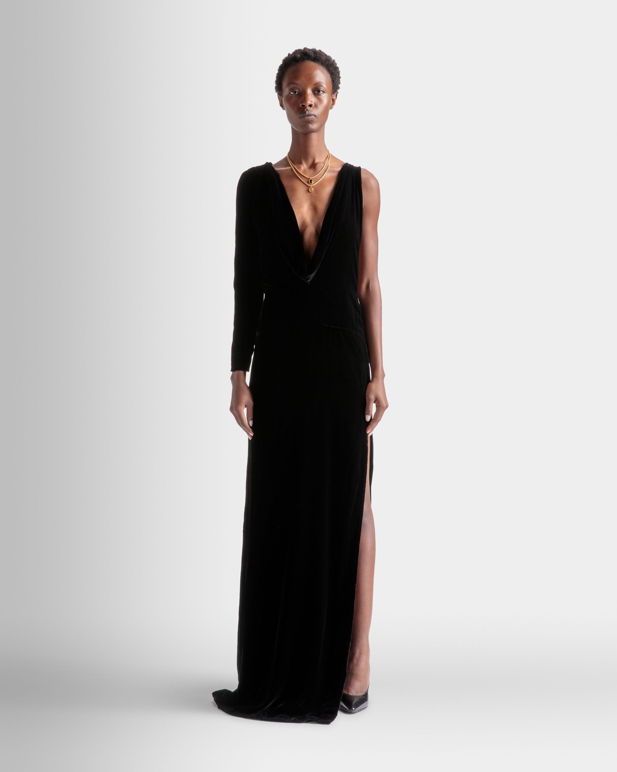 Abito Asimmetrico In Misto Seta Nero - Donna - Bally - 02