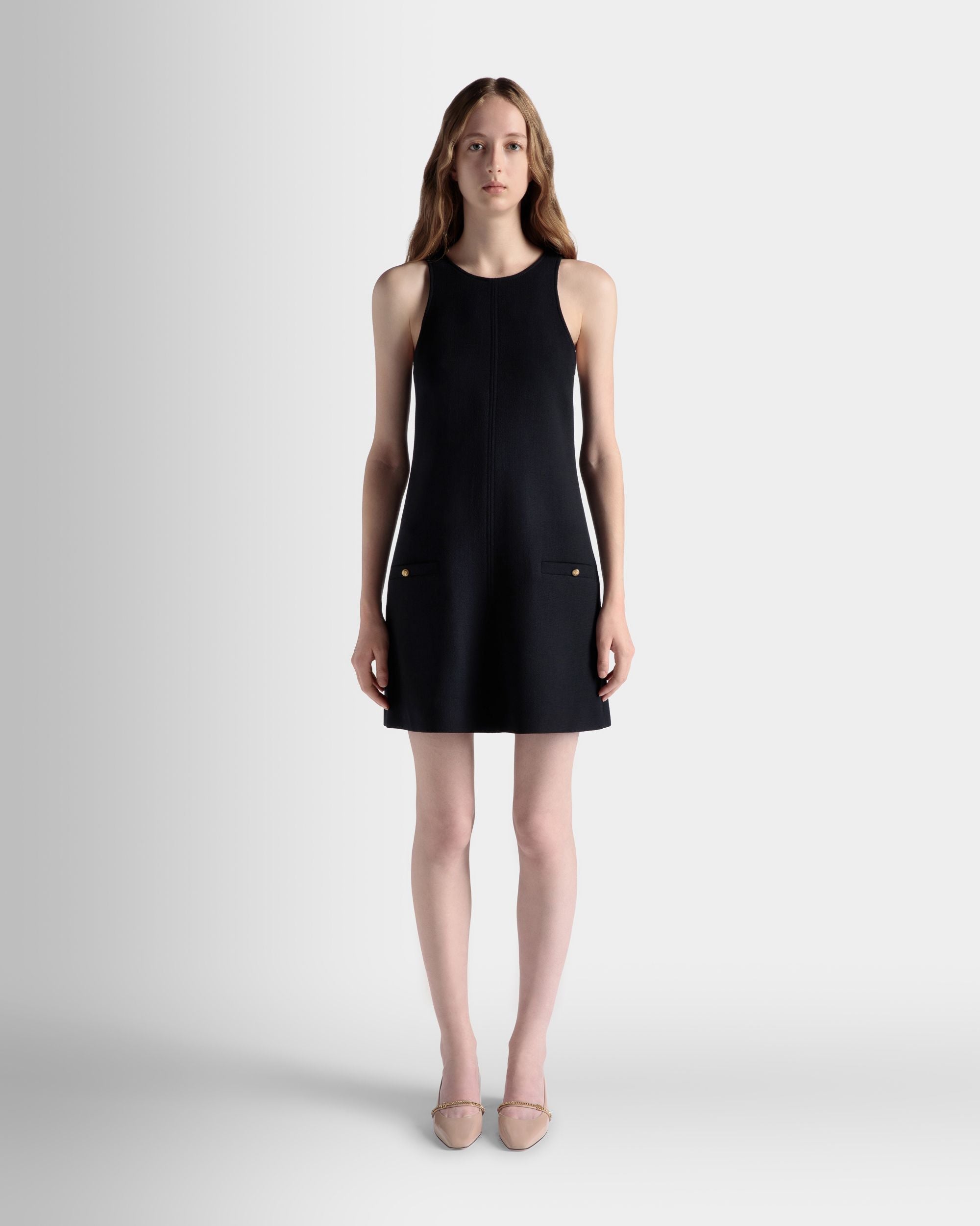 Mini Abito A Trapezio In Lana Navy Blue - Donna - Bally - 02