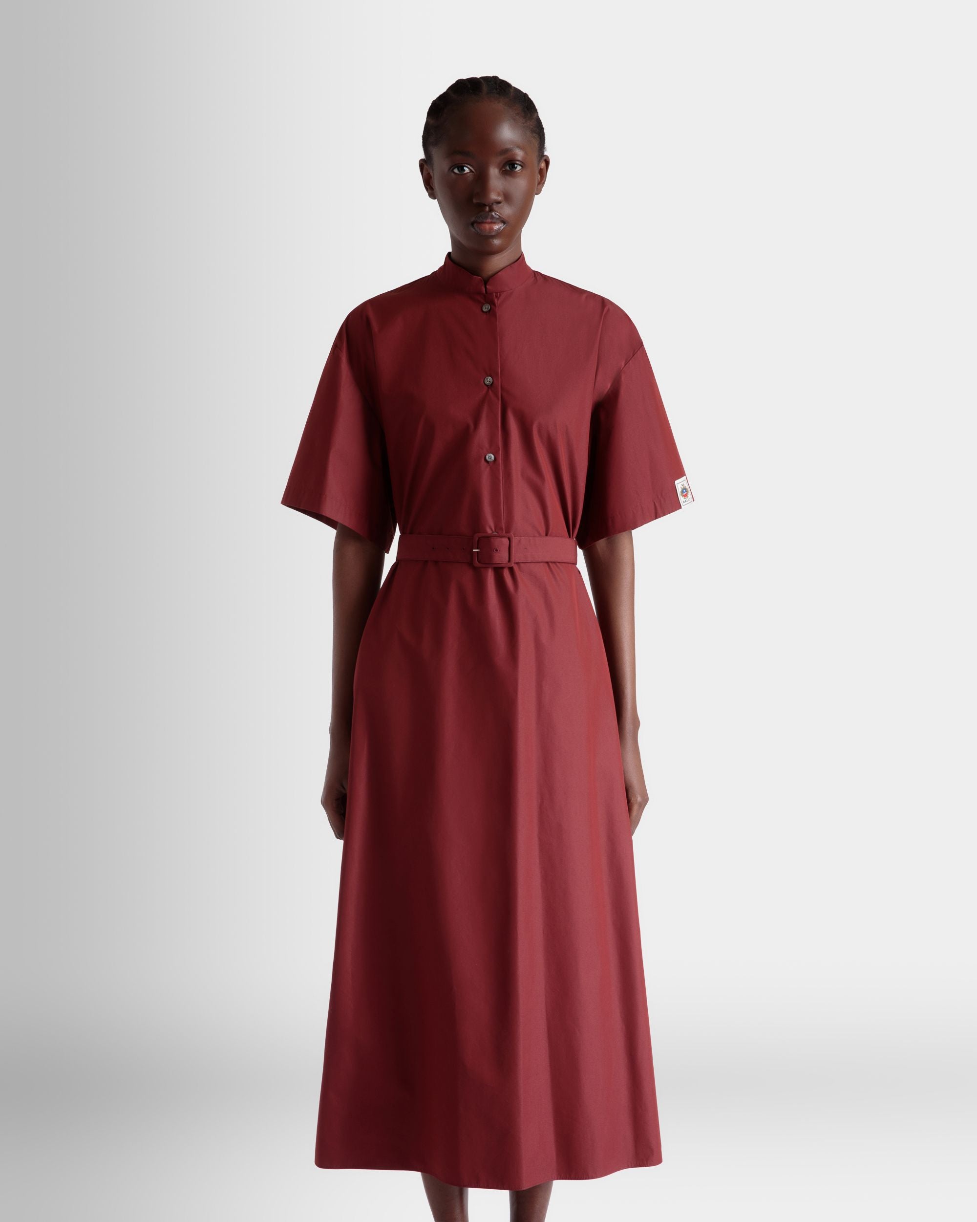 Abito Con Cintura In Popeline Di Misto Cotone Heritage Red - Donna - Bally - 08
