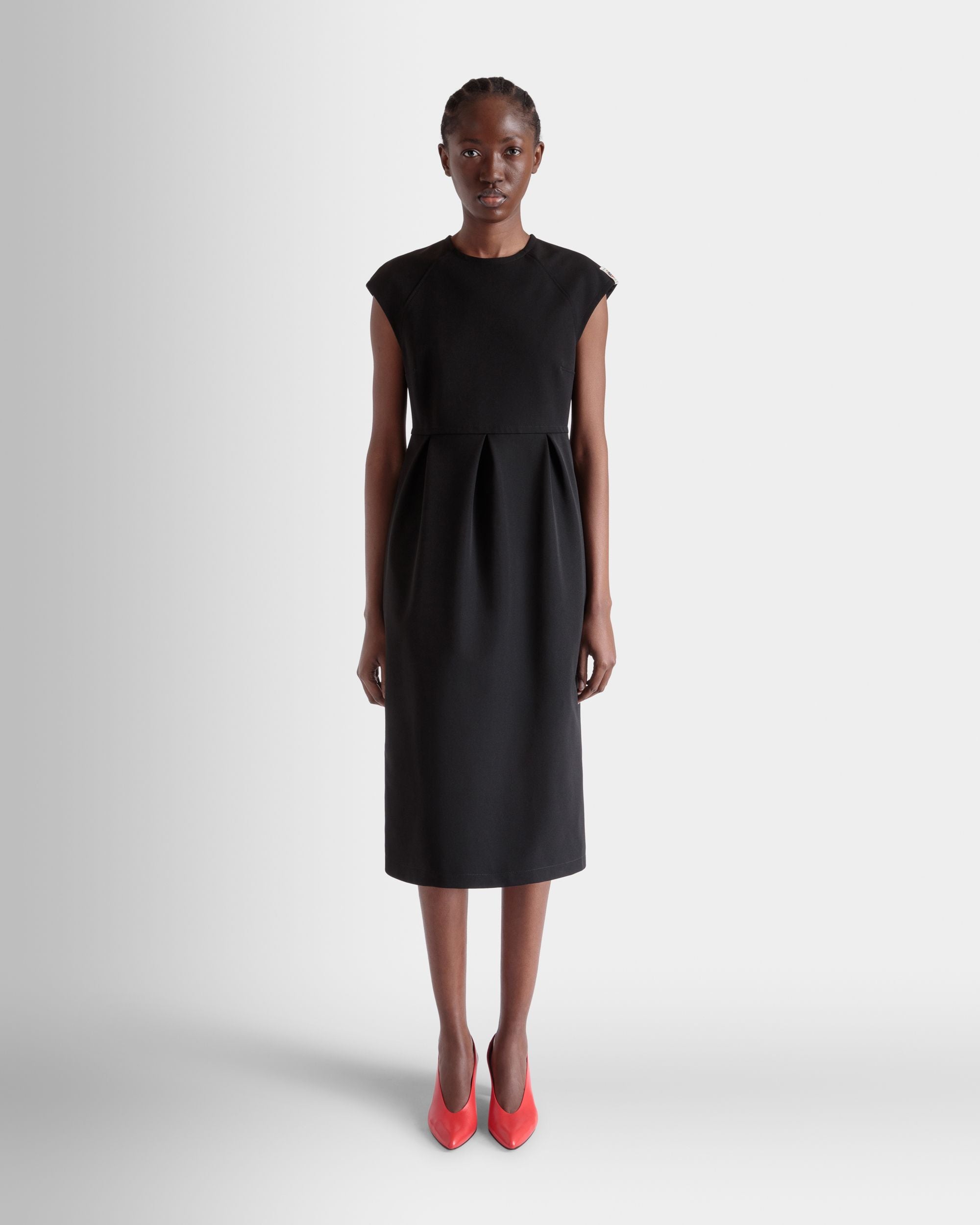 Abito Midi In Gabardine Di Nylon Nera - Donna - Bally - 02