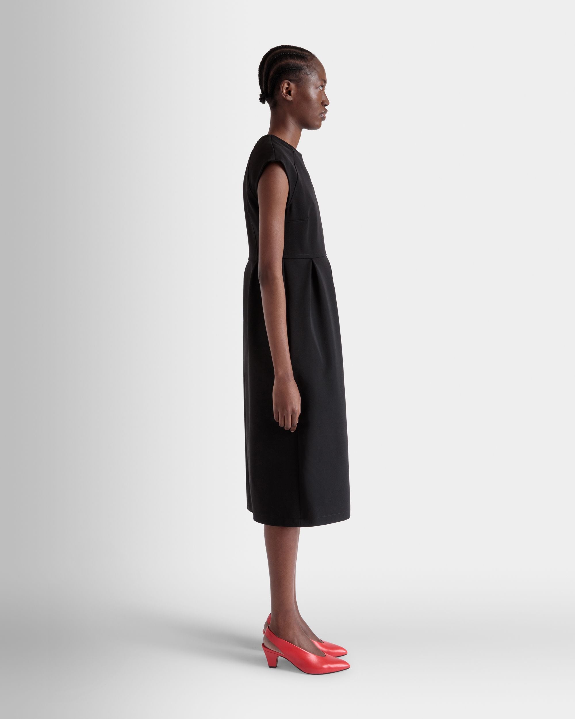 Abito Midi In Gabardine Di Nylon Nera - Donna - Bally - 04