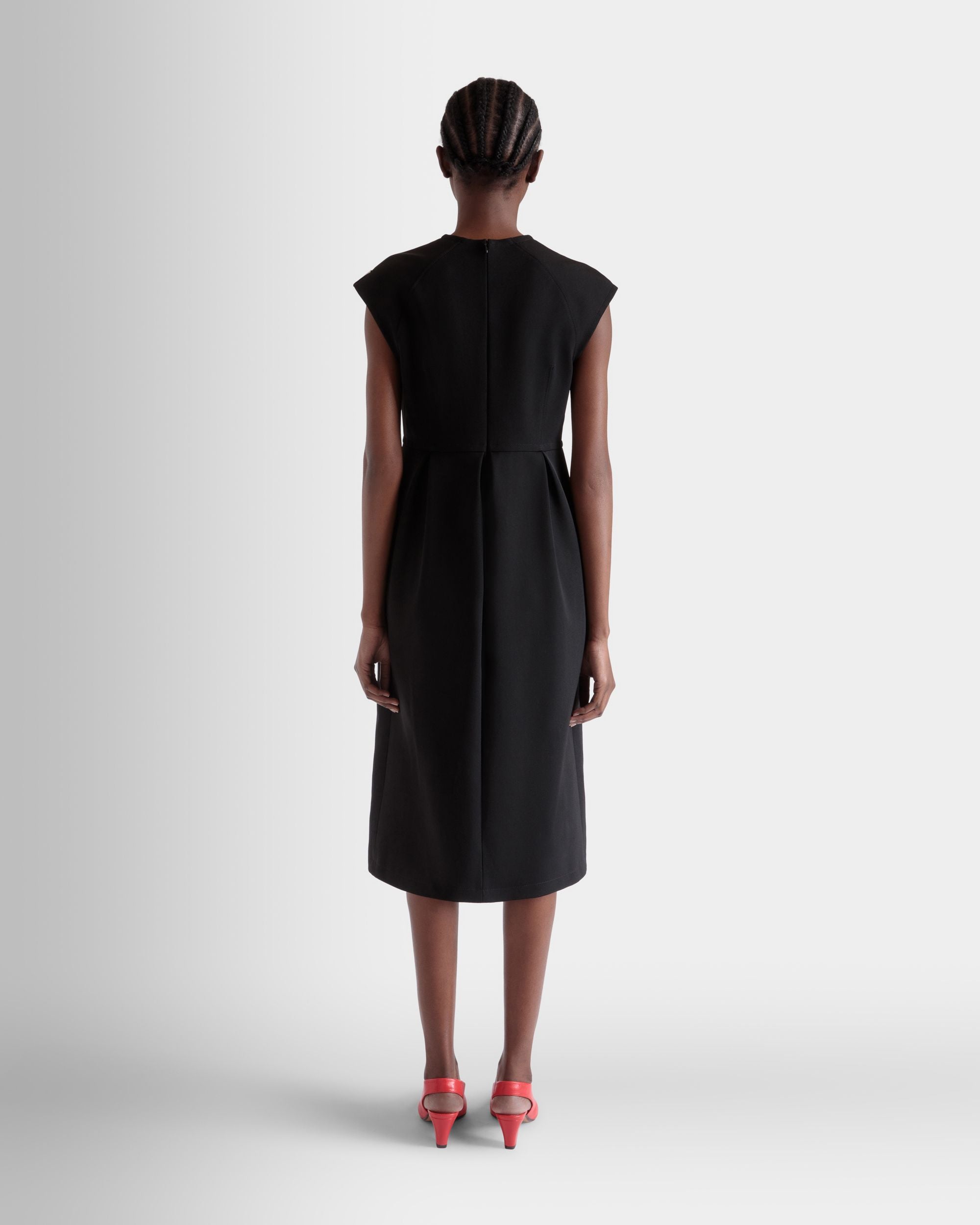 Abito Midi In Gabardine Di Nylon Nera - Donna - Bally - 05