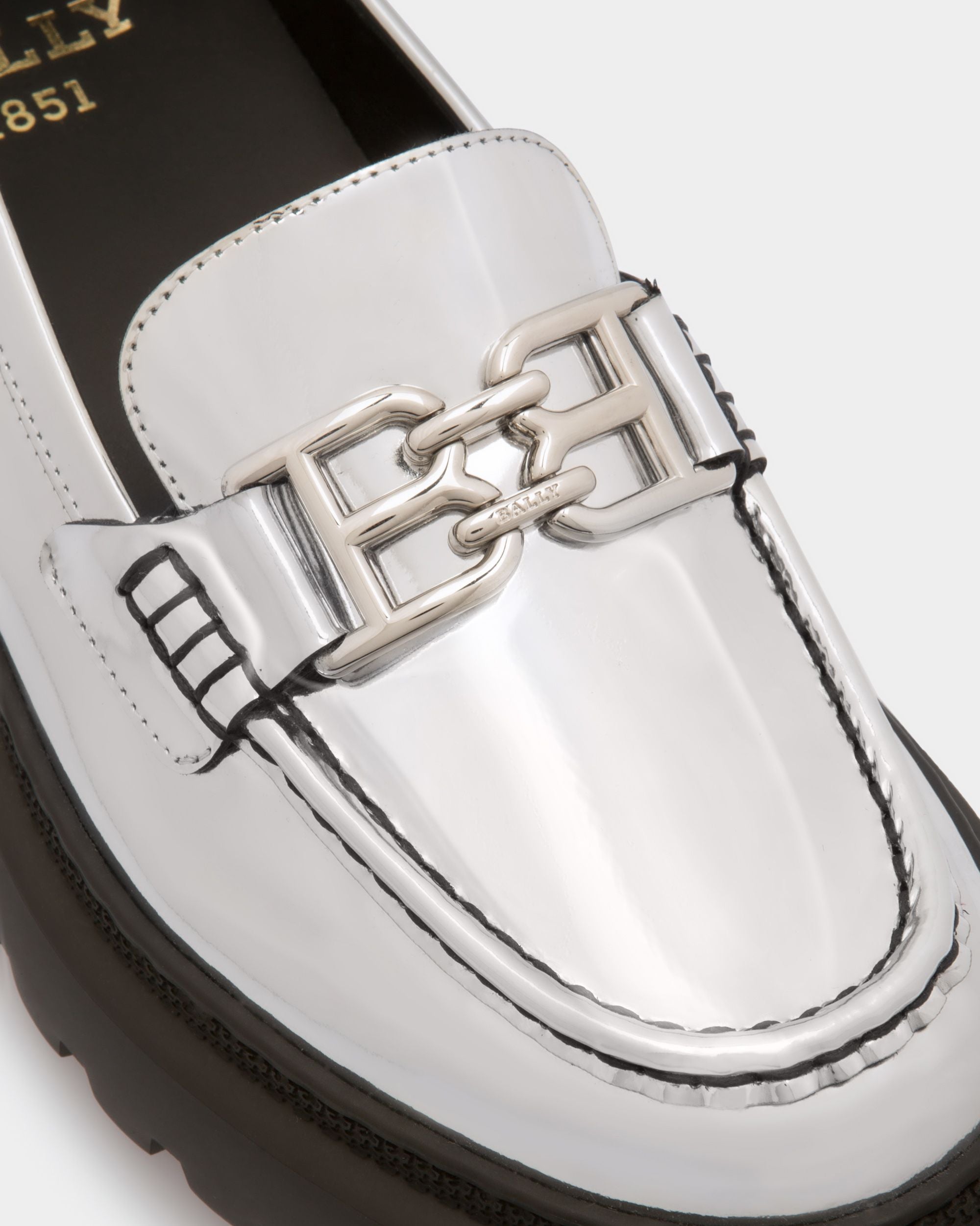 Gioia Flat Mocassini In Pelle Argento - Donna - Bally - 03