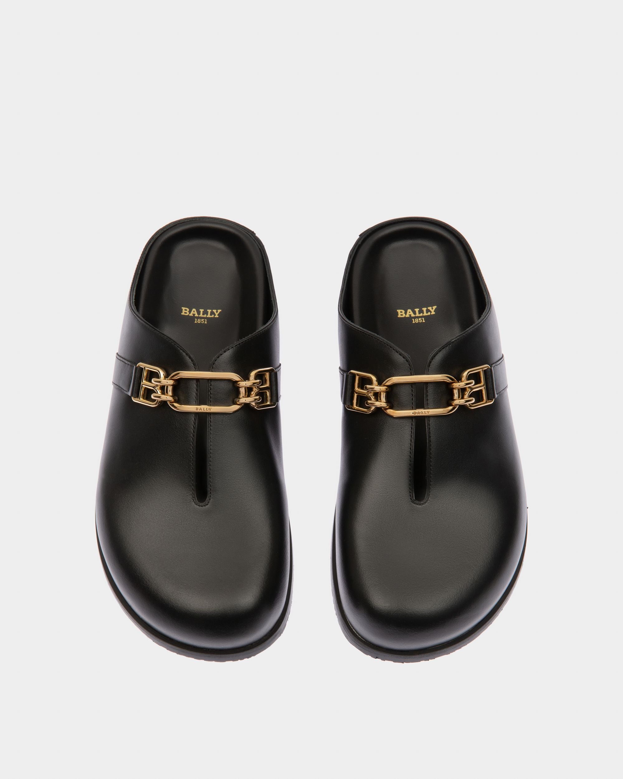 Francine Slipper In Pelle Nera - Donna - Bally - 02