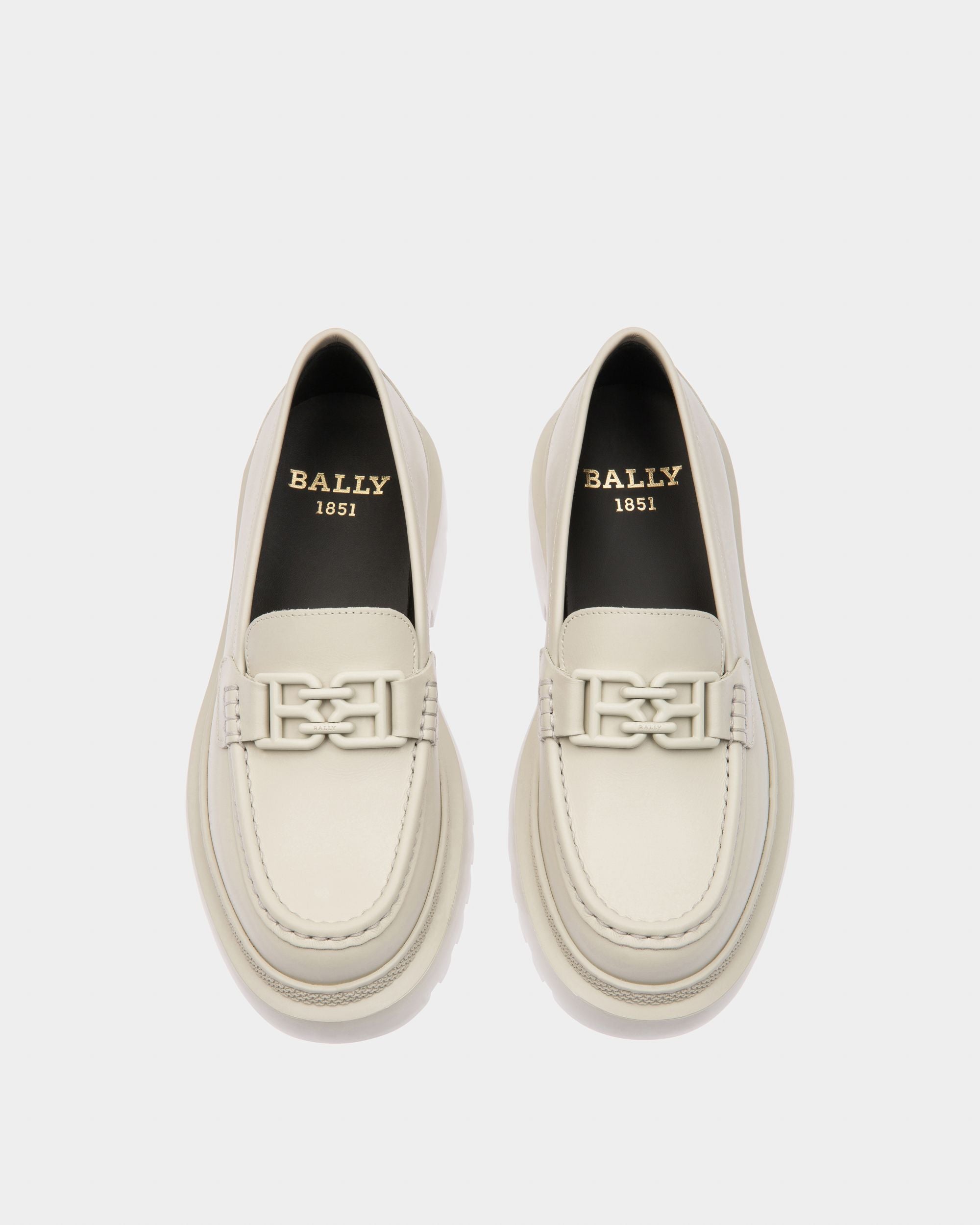 Gioia Flat Mocassini In Pelle Color Bianco Polvere - Donna - Bally - 02