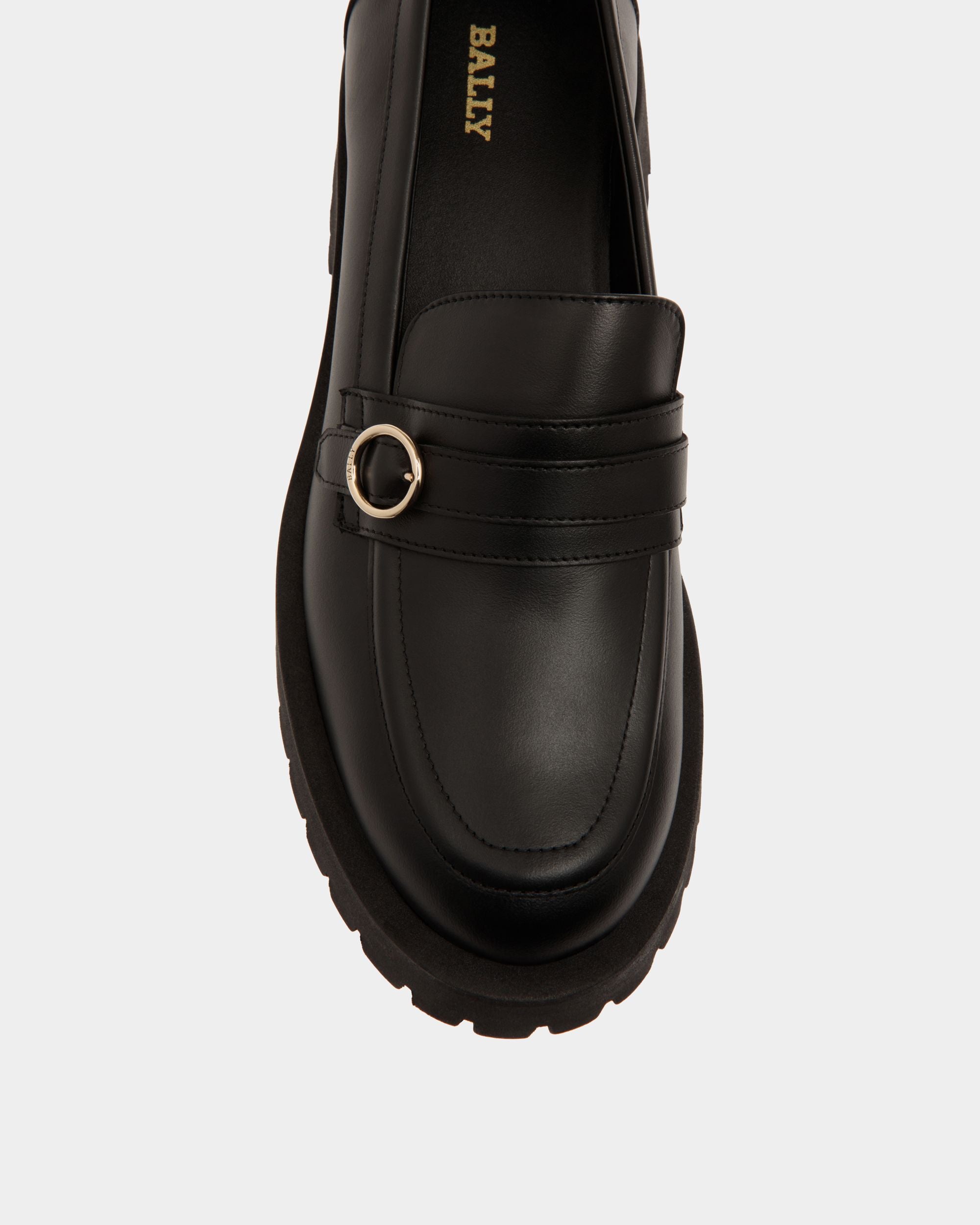 Moccassin In Black Leather - Donna - Bally - 05