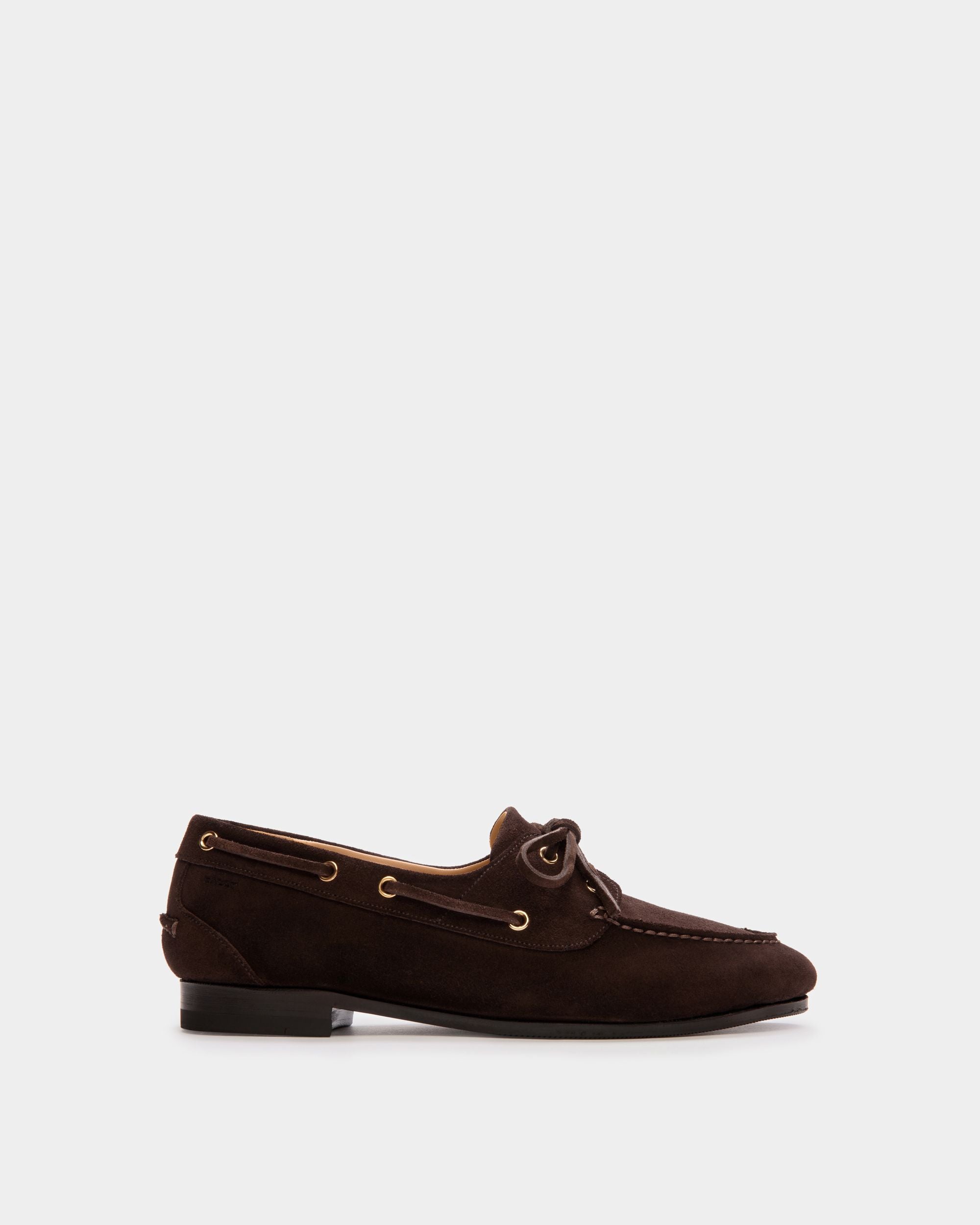 Mocassino Plume In Pelle Scamosciata Marrone Scuro - Donna - Bally - 01