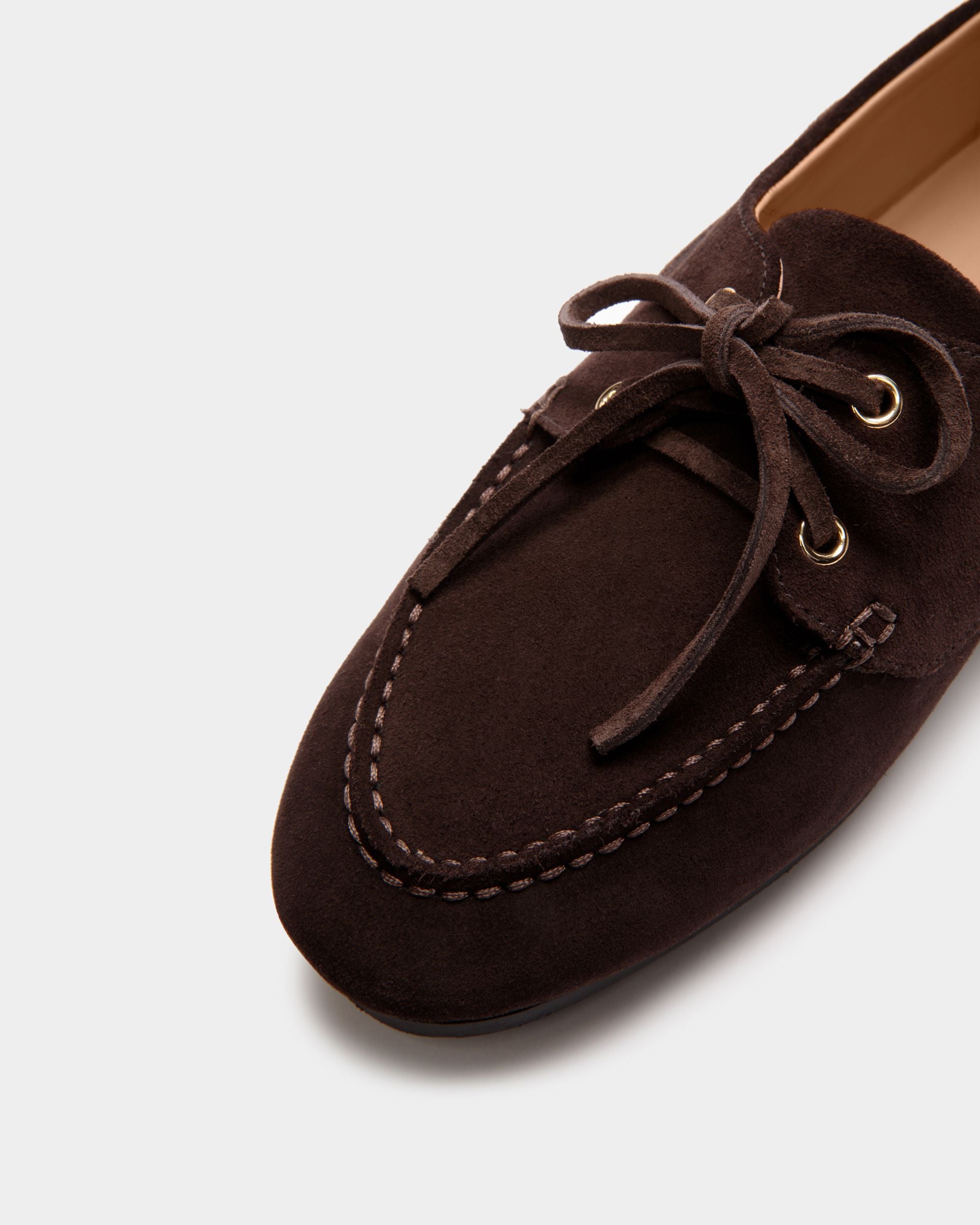 Mocassino Plume In Pelle Scamosciata Marrone Scuro - Donna - Bally - 05
