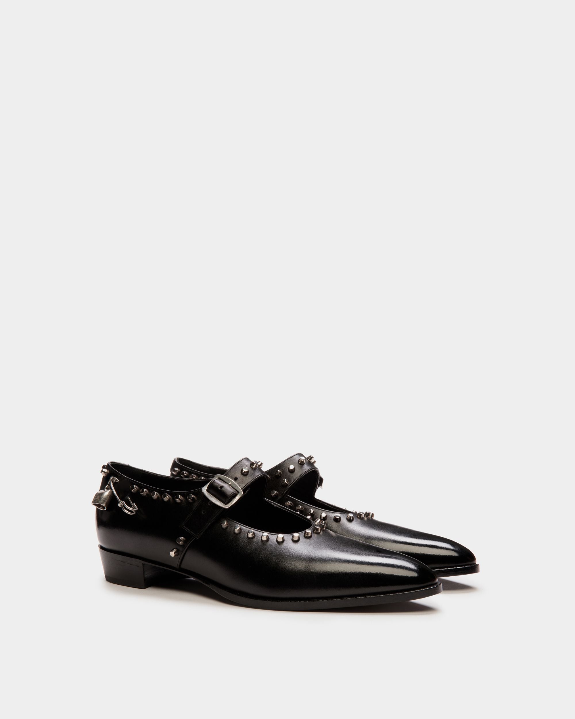 Scarpa Mary Jane Glendale In Pelle Nera Con Borchie - Donna - Bally - 03