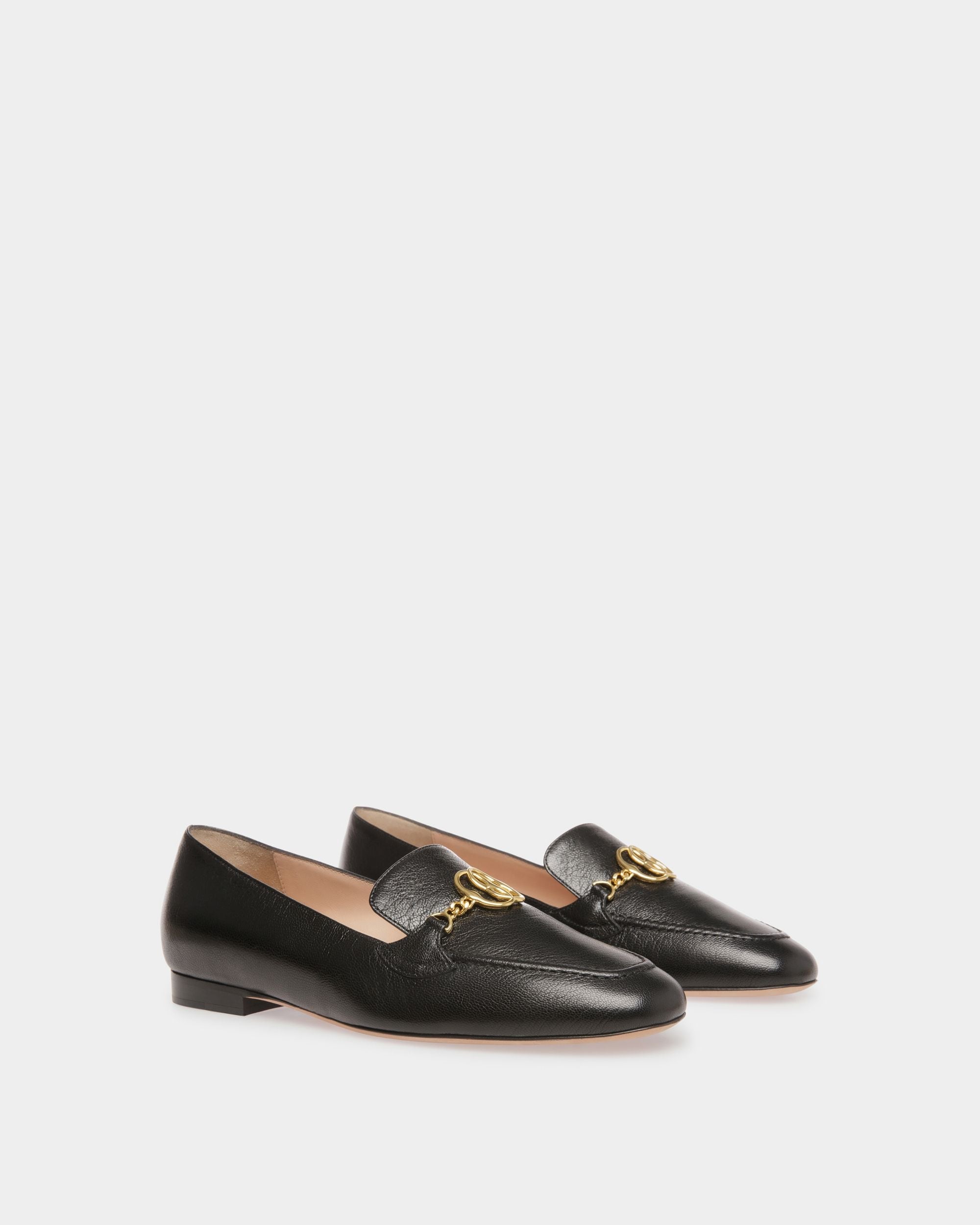 Mocassino Daily Emblem In Pelle Nera - Donna - Bally - 02