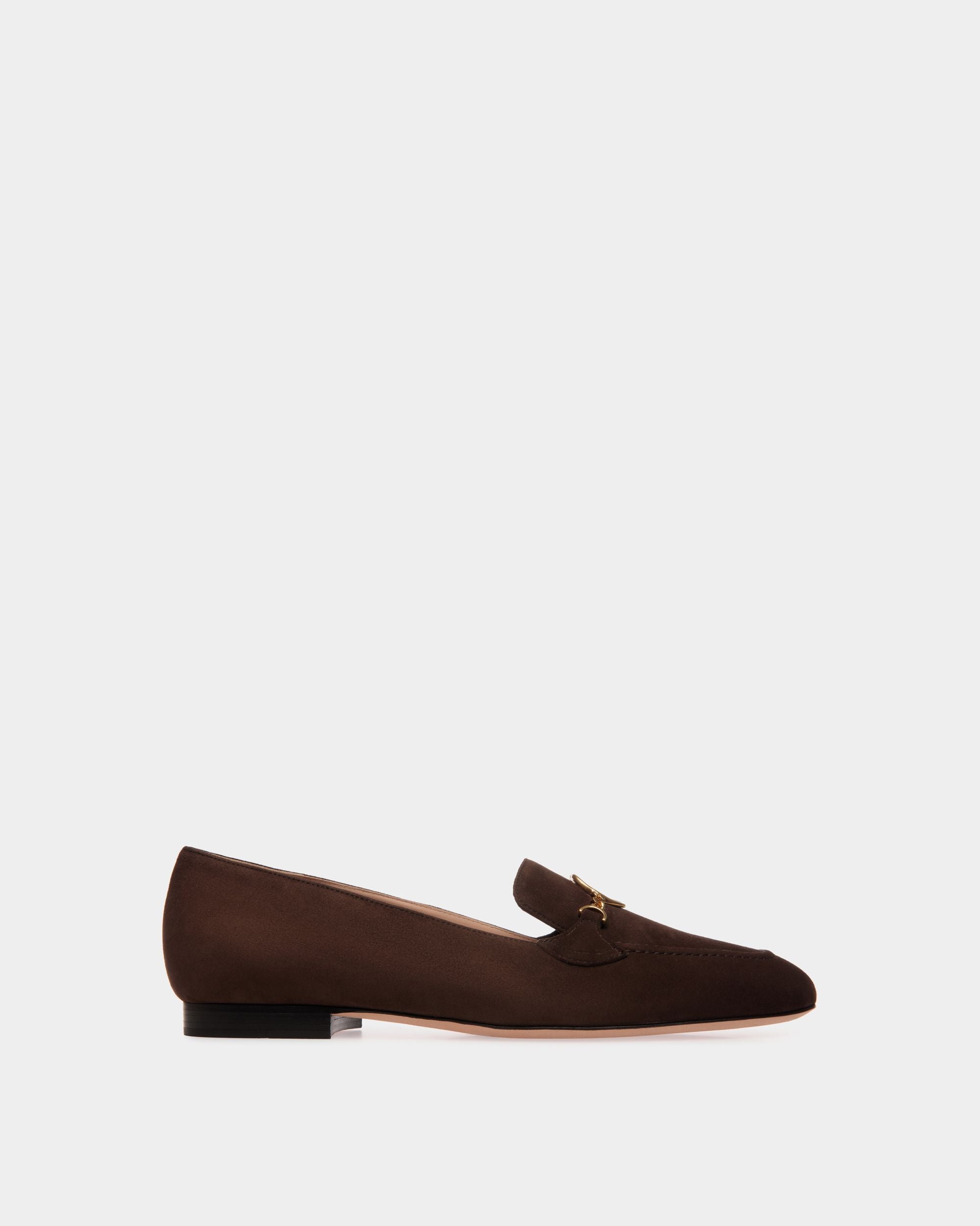 Mocassino Daily Emblem In Pelle Scamosciata Color Ebano - Donna - Bally - 01