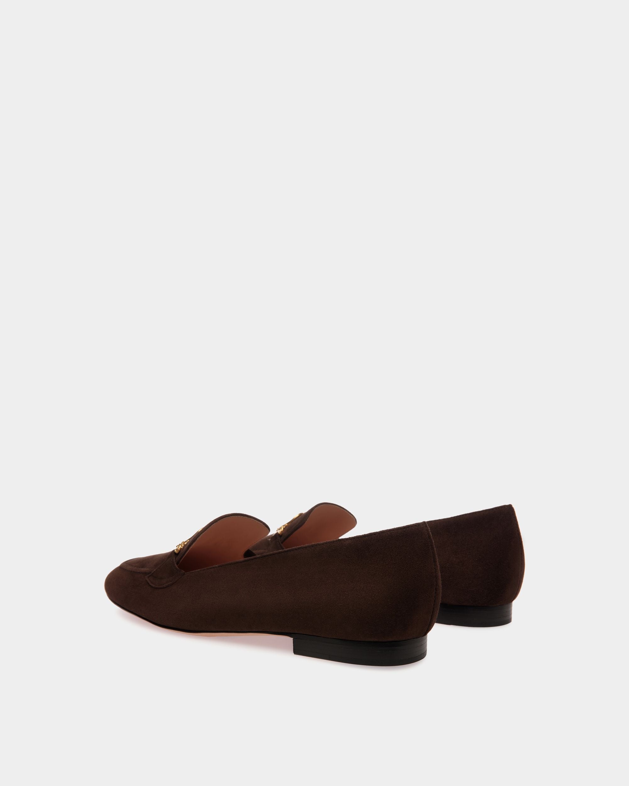 Mocassino Daily Emblem In Pelle Scamosciata Color Ebano - Donna - Bally - 04