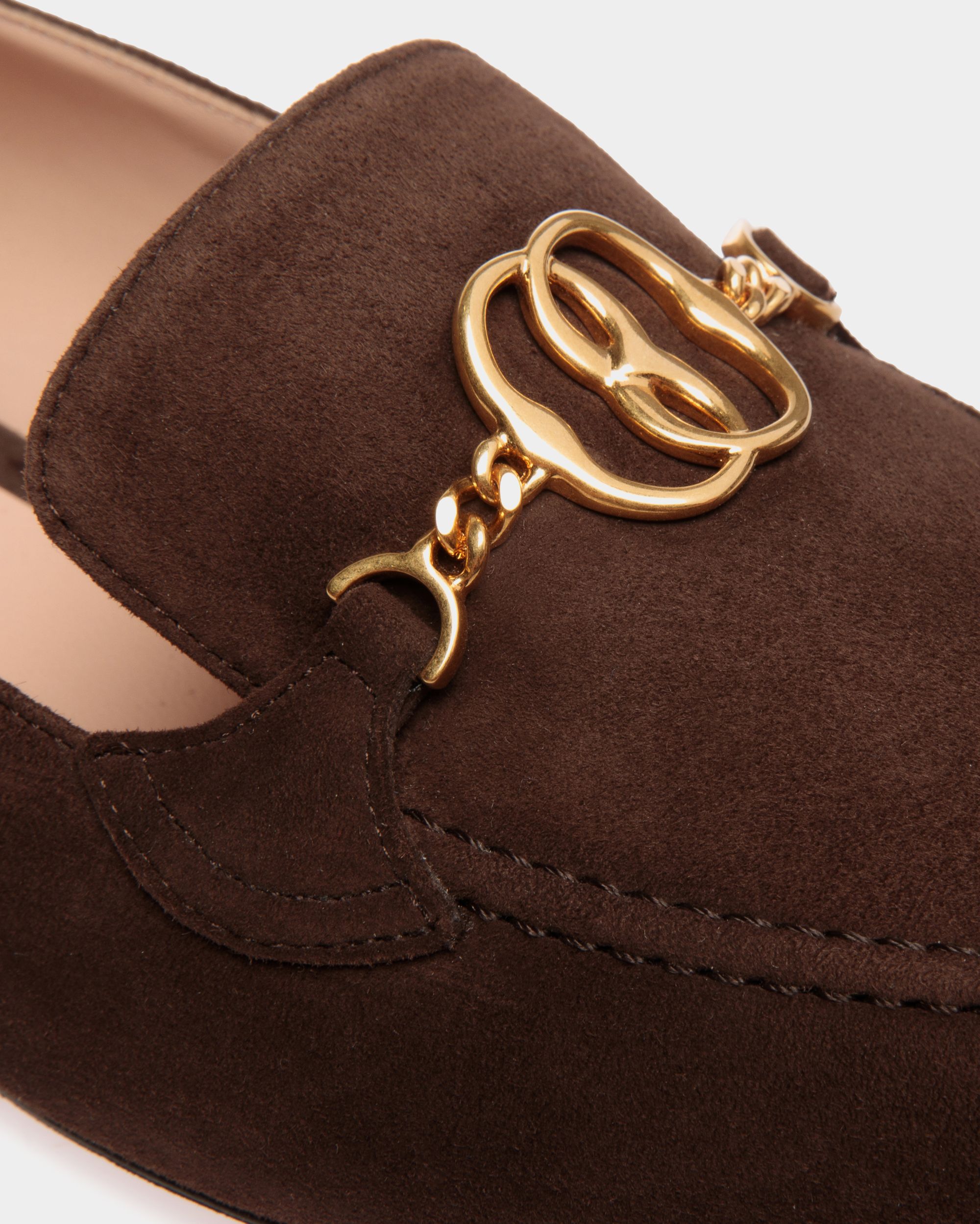 Mocassino Daily Emblem In Pelle Scamosciata Color Ebano - Donna - Bally - 05