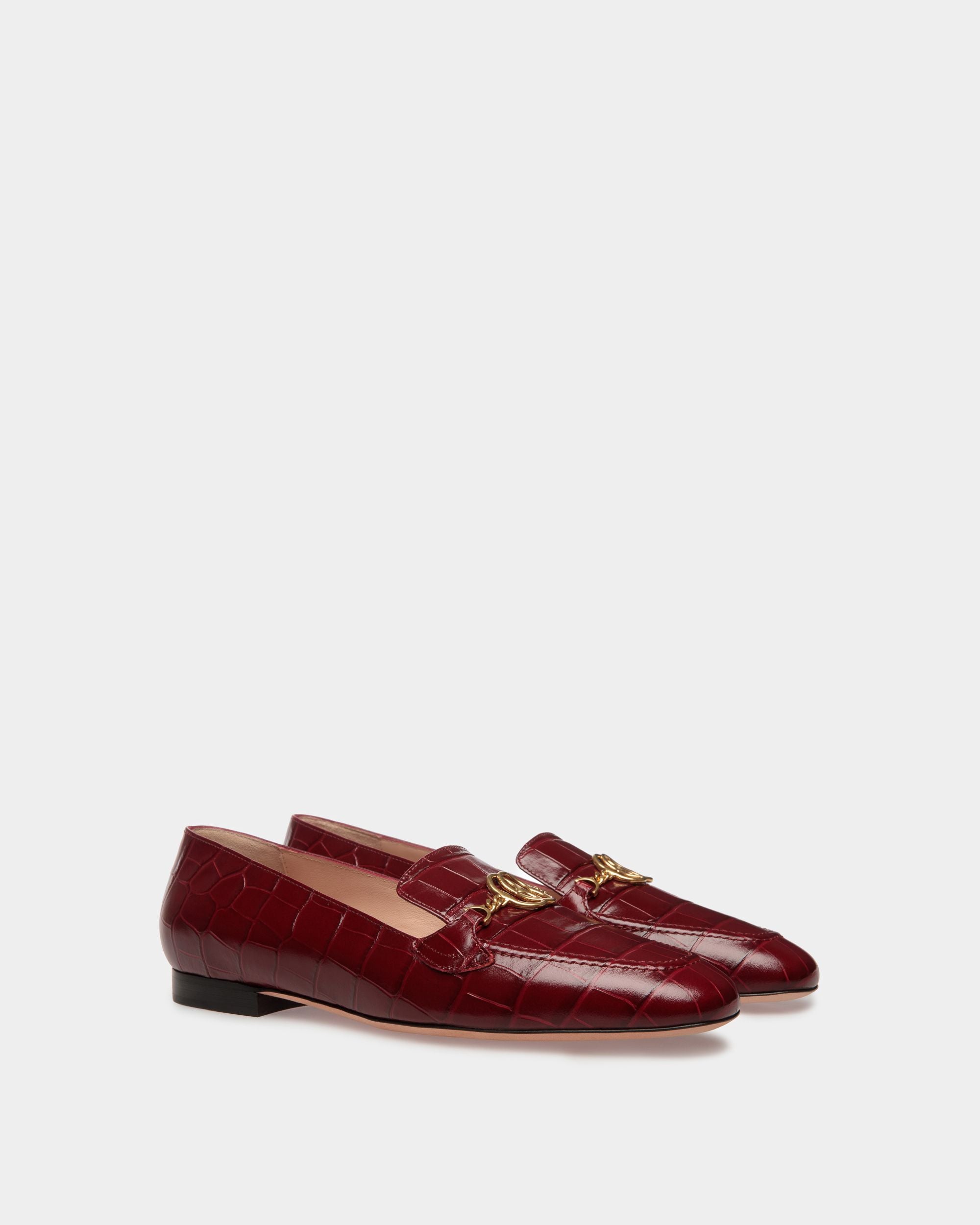 Mocassino Daily Emblem In Pelle Bordeaux - Donna - Bally - 03