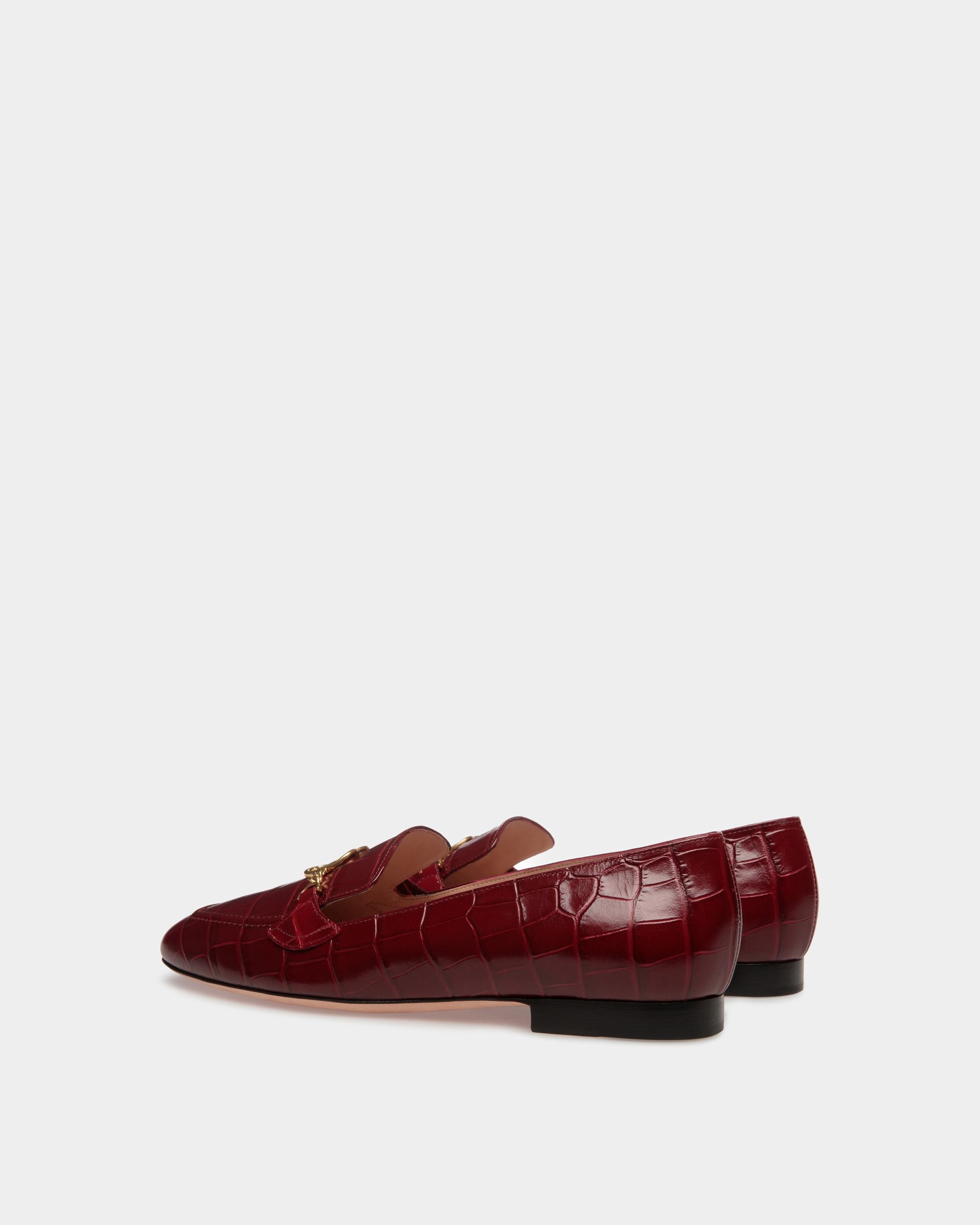 Mocassino Daily Emblem In Pelle Bordeaux - Donna - Bally - 04