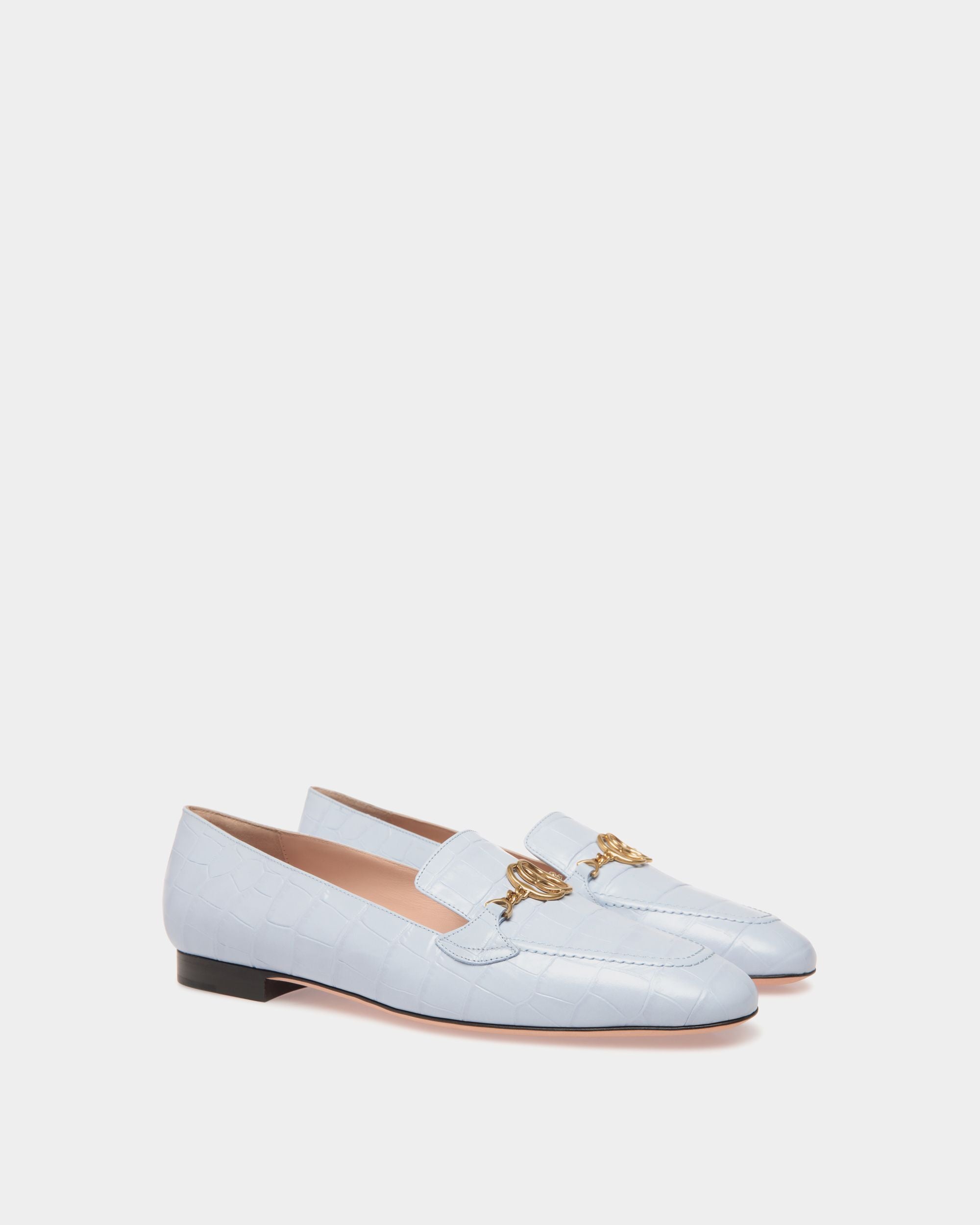Daily Emblem Flats In Blue Leather - Donna - Bally - 02