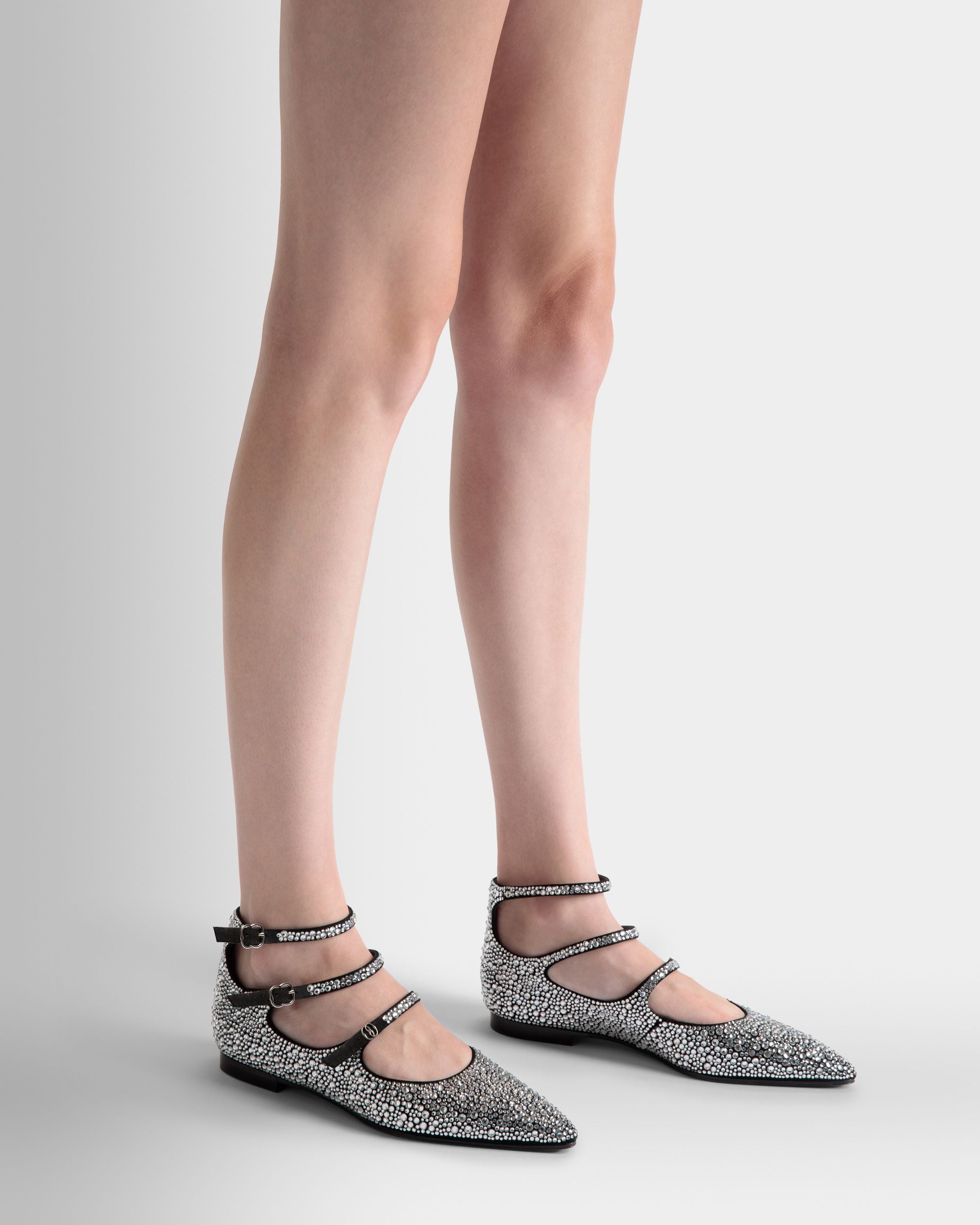 Décolleté Bassa Marilou In Pelle Nera E Cristalli - Donna - Bally - 02