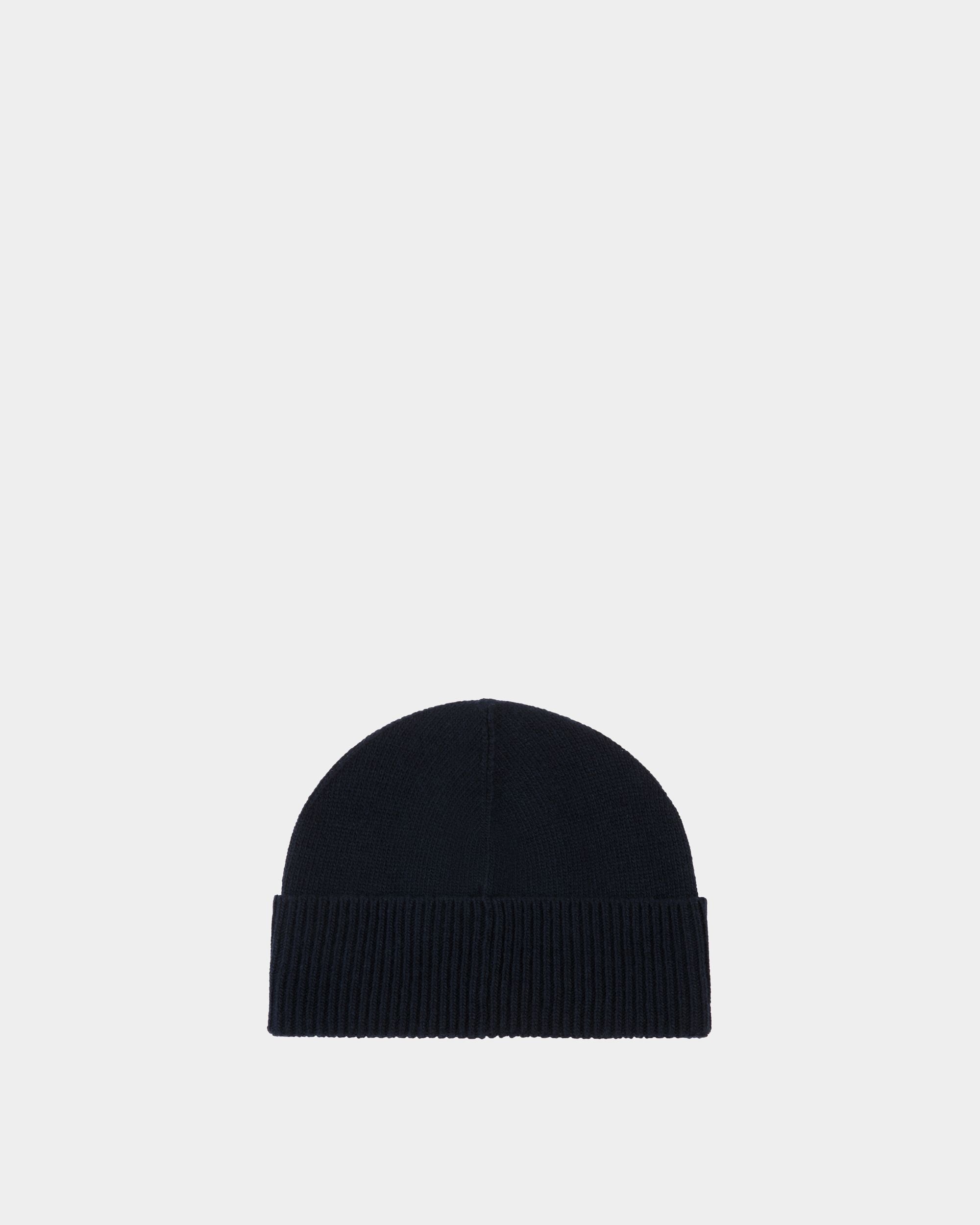 Cappello A Cuffia In Lana Navy Blue Con Logo - Donna - Bally - 03