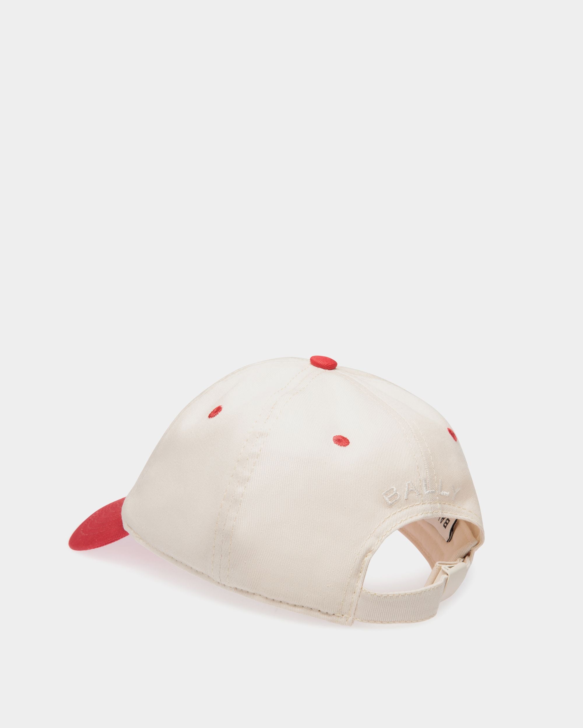 Cappellino In Cotone Color Avorio E Rosso Con Ricamo Bally Cake - Donna - Bally - 03
