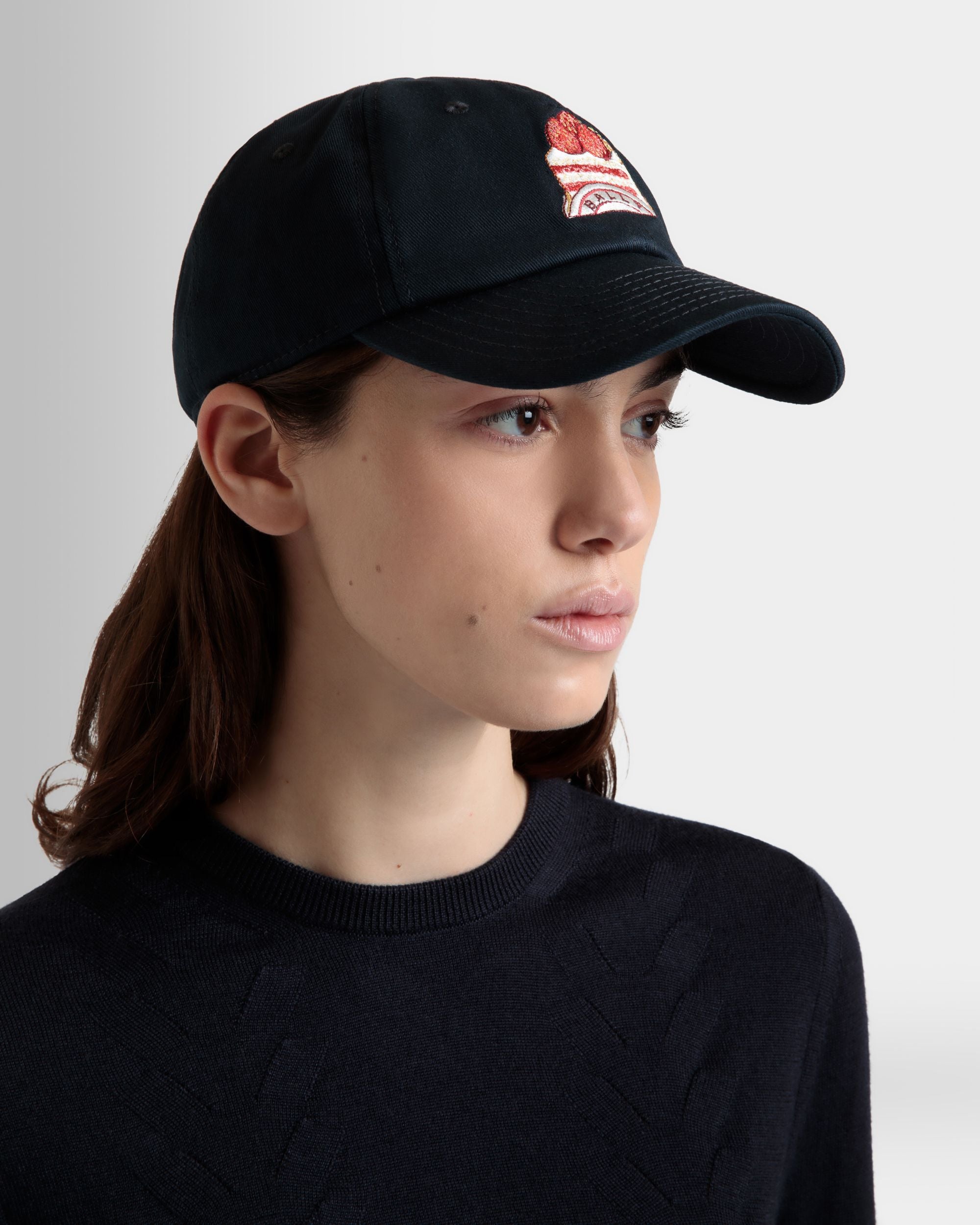 Cappellino In Cotone Navy Blue Con Ricamo Bally Cake - Donna - Bally - 02