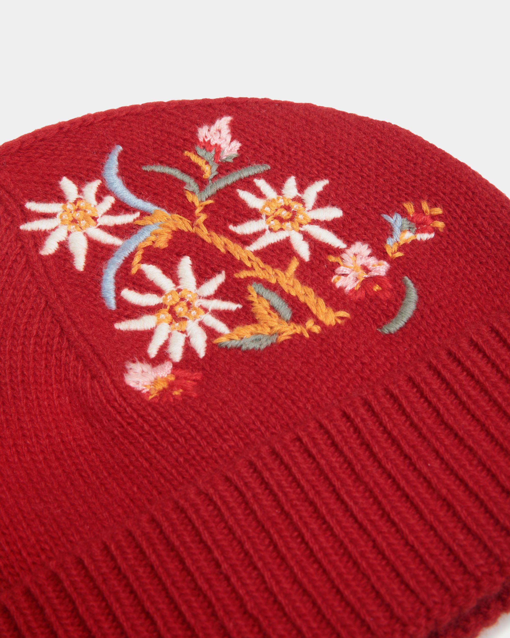 Cappello A Cuffia Winter Capsule In Lana Rossa Con Ricamo Alpine Flowers - Donna - Bally - 04