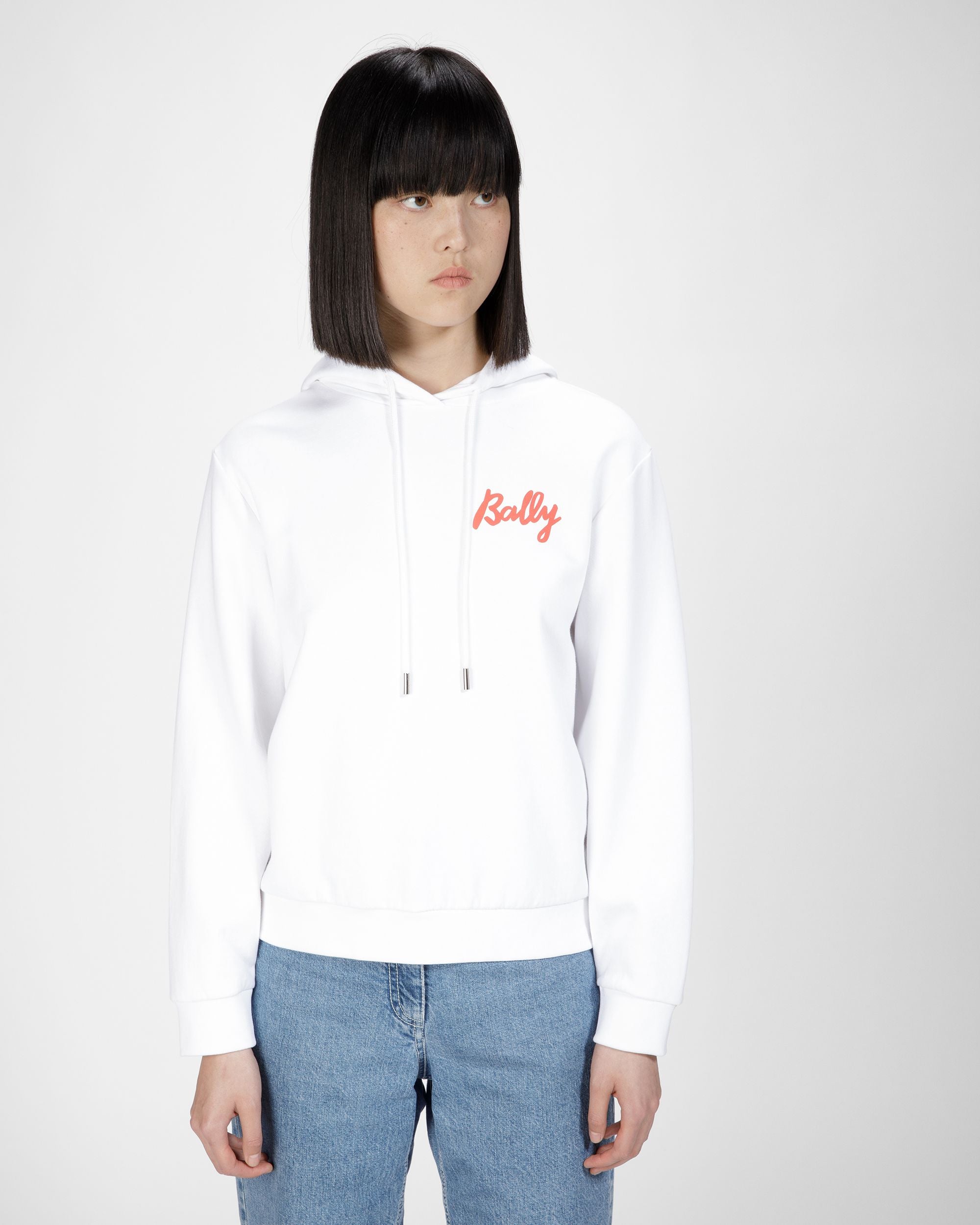 Felpa In Misto Pile E Cotone Bianco E Arancione - Donna - Bally - 03