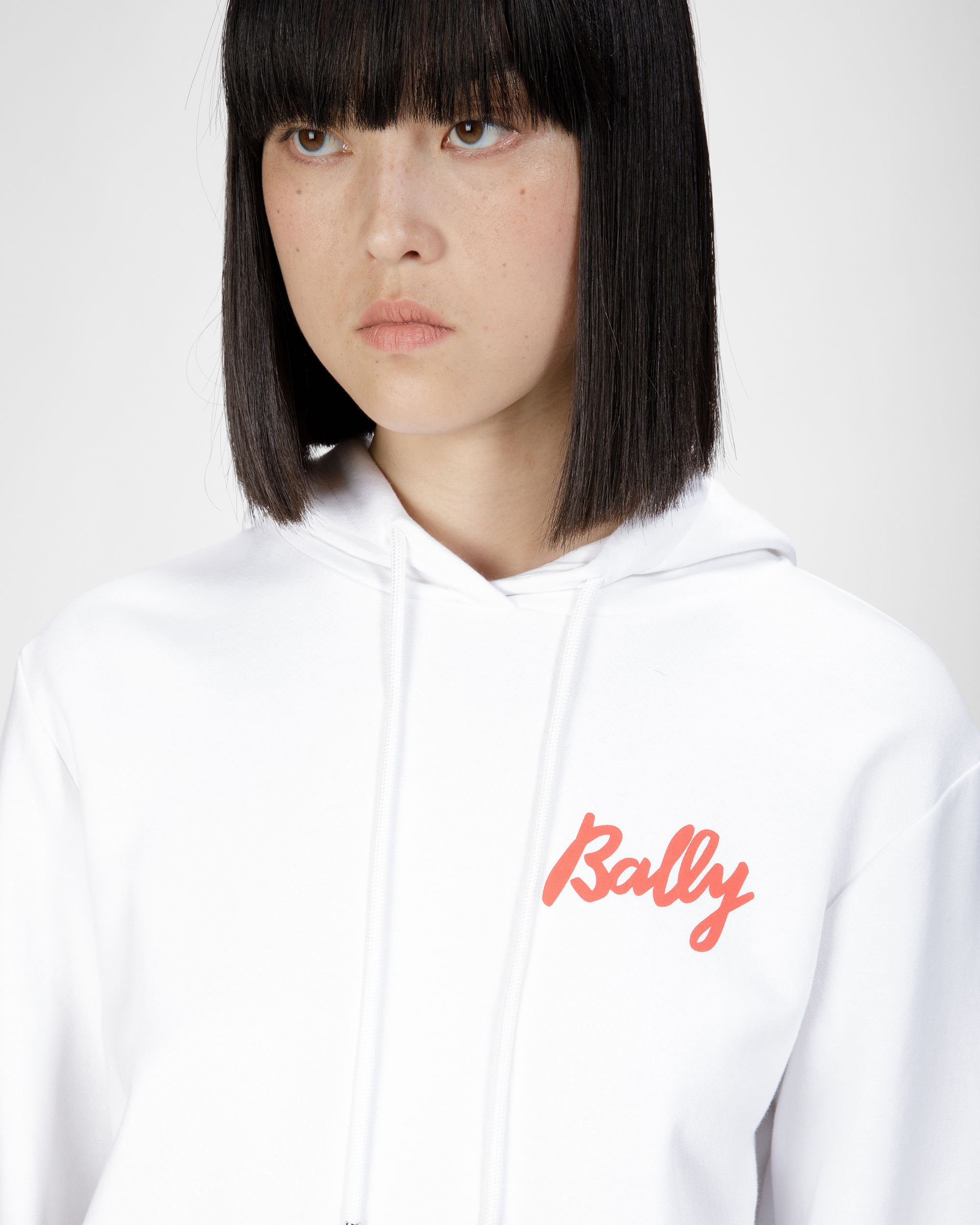 Felpa In Misto Pile E Cotone Bianco E Arancione - Donna - Bally - 04