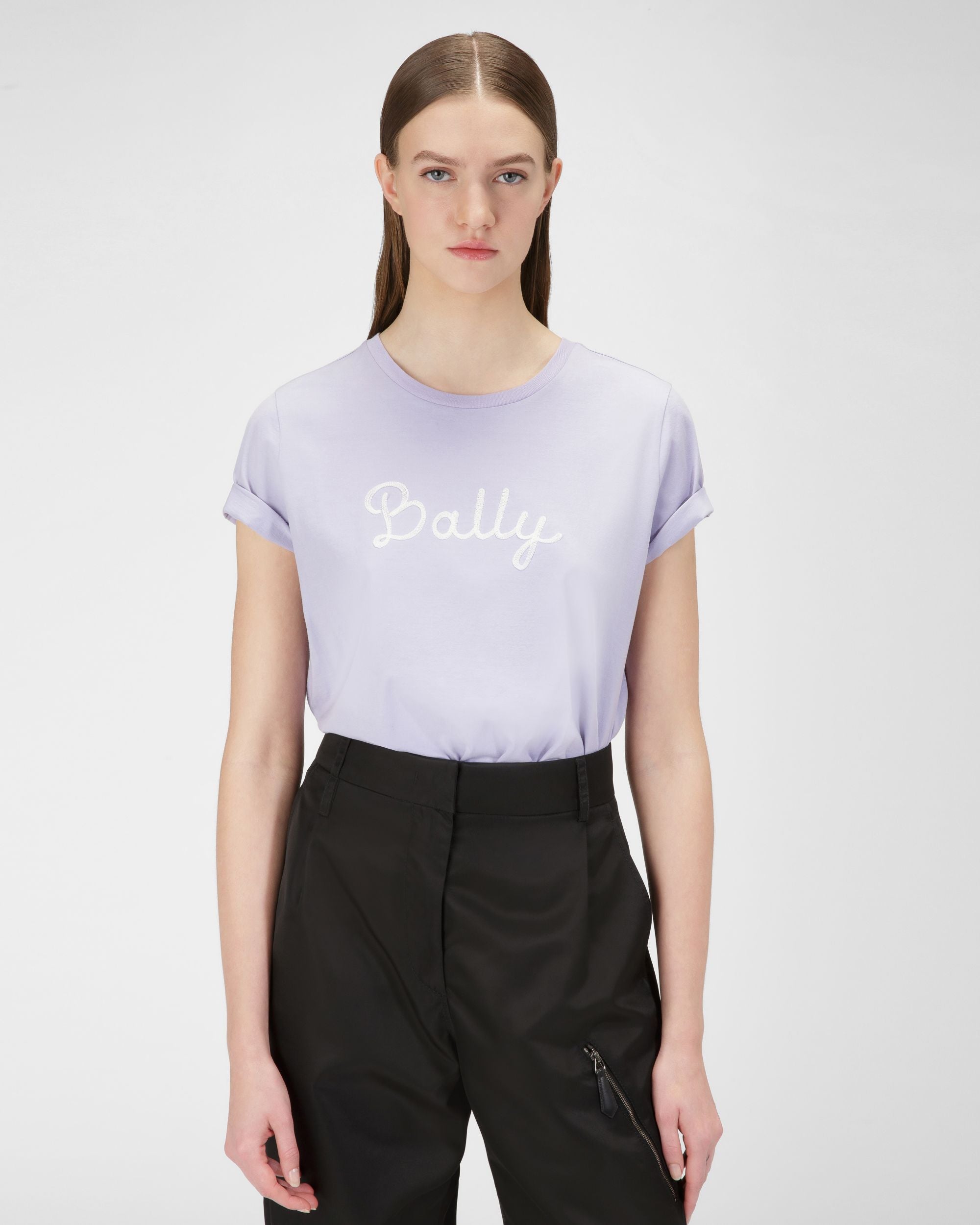 T-Shirt Con Logo In Cotone Lilla - Donna - Bally - 01