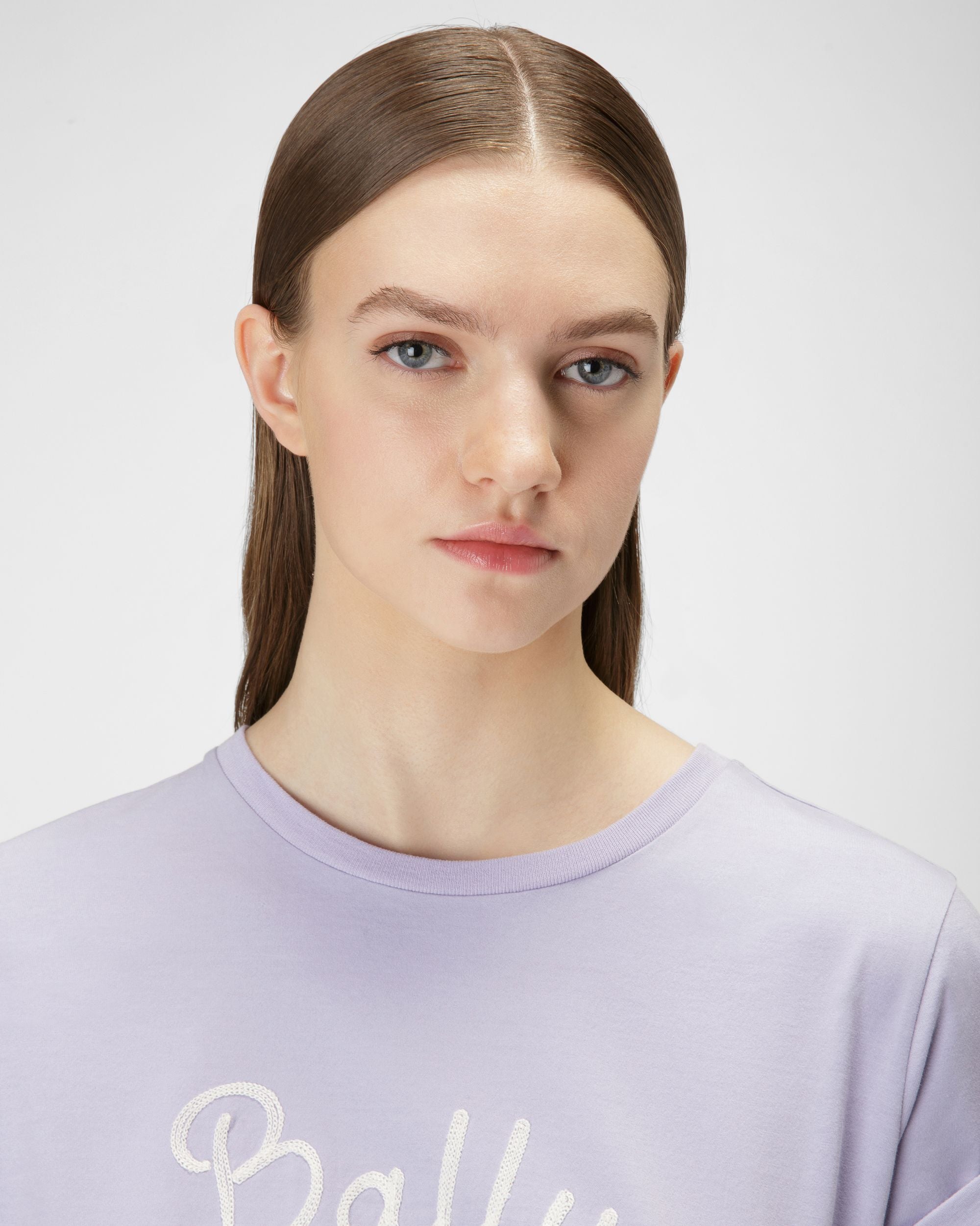 T-Shirt Con Logo In Cotone Lilla - Donna - Bally - 02
