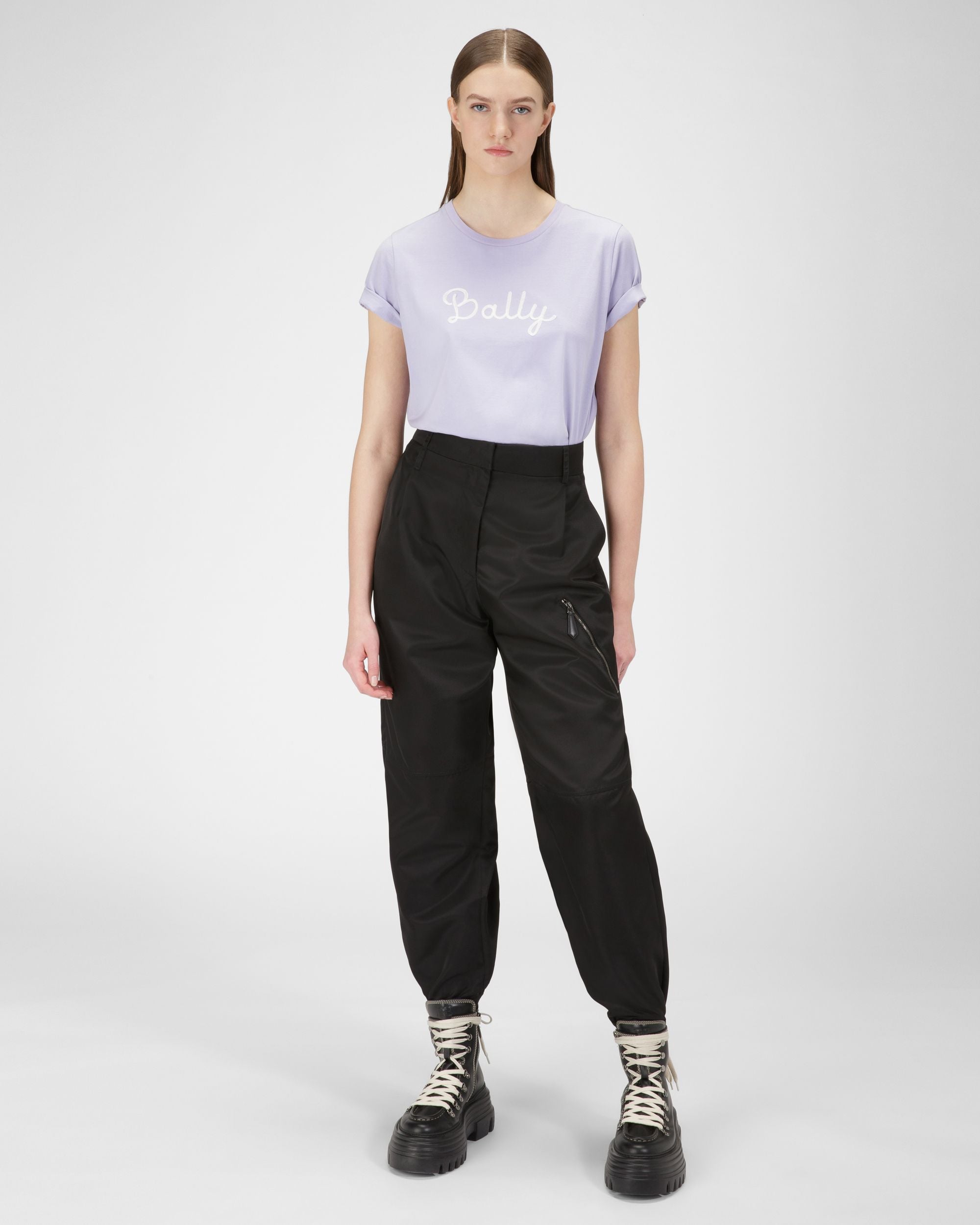 T-Shirt Con Logo In Cotone Lilla - Donna - Bally - 05