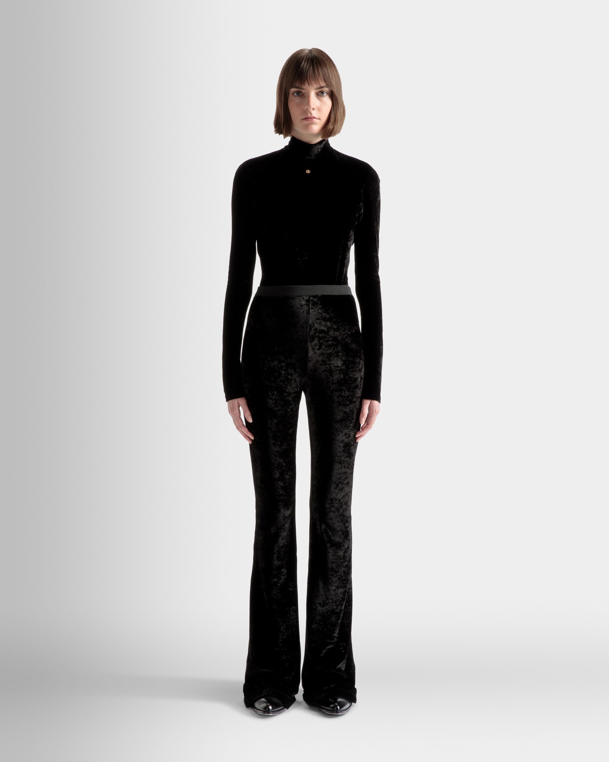 Pantalone A Trombetta In Velluto Nero - Donna - Bally - 02