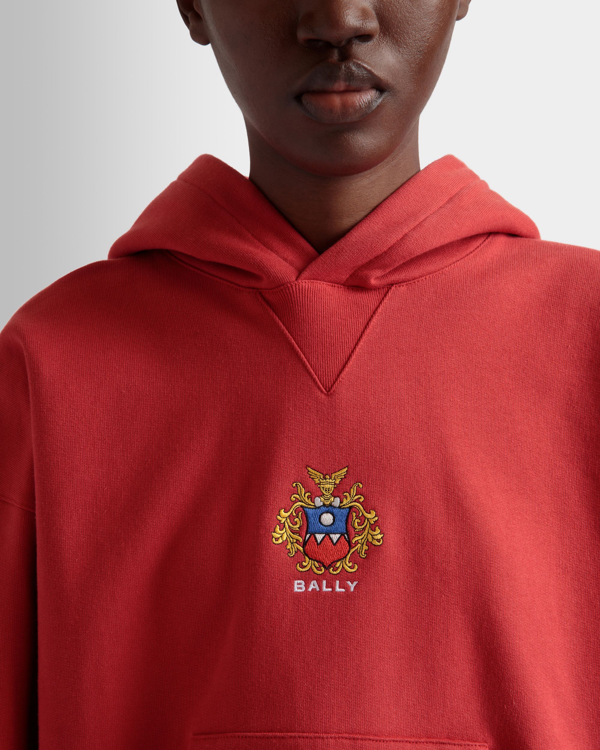 Maglia Con Cappuccio In Cotone Candy Red Con Logo Bally Crest - Donna - Bally - 04