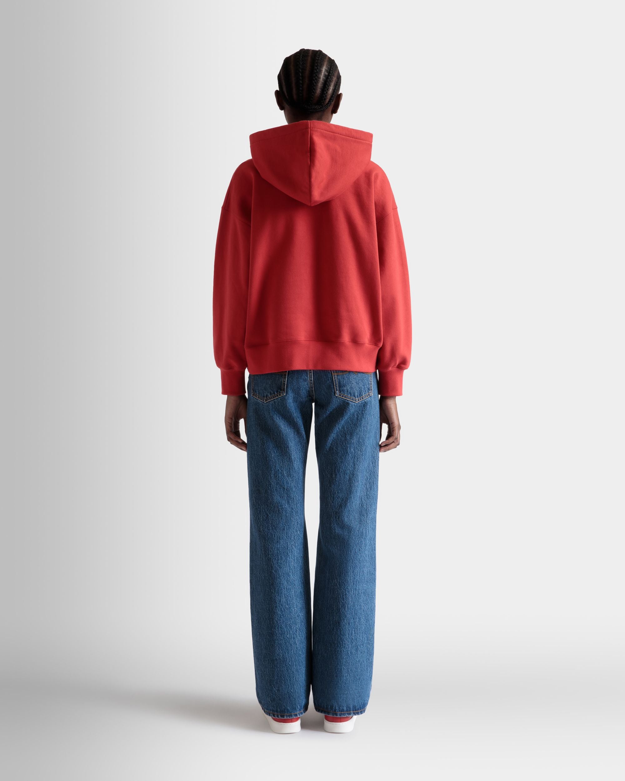 Maglia Con Cappuccio In Cotone Candy Red Con Logo Bally Crest - Donna - Bally - 07