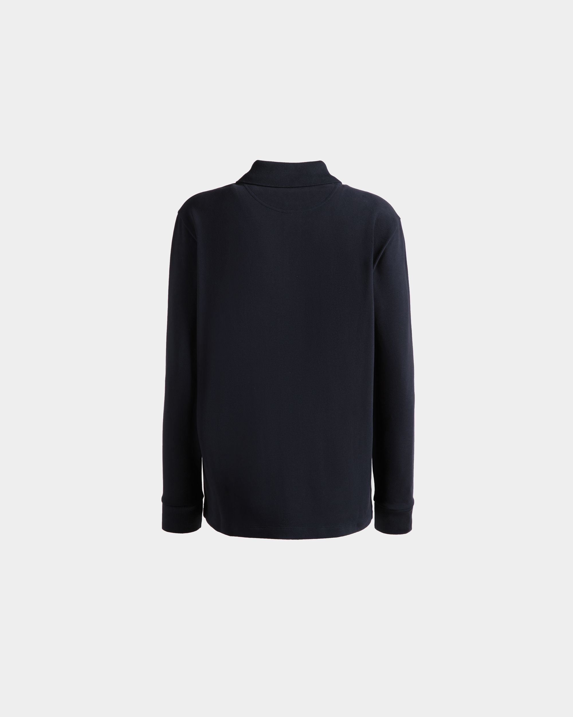 Polo A Maniche Lunghe In Cotone Navy Blue Con Logo Bally Crest - Donna - Bally - 03