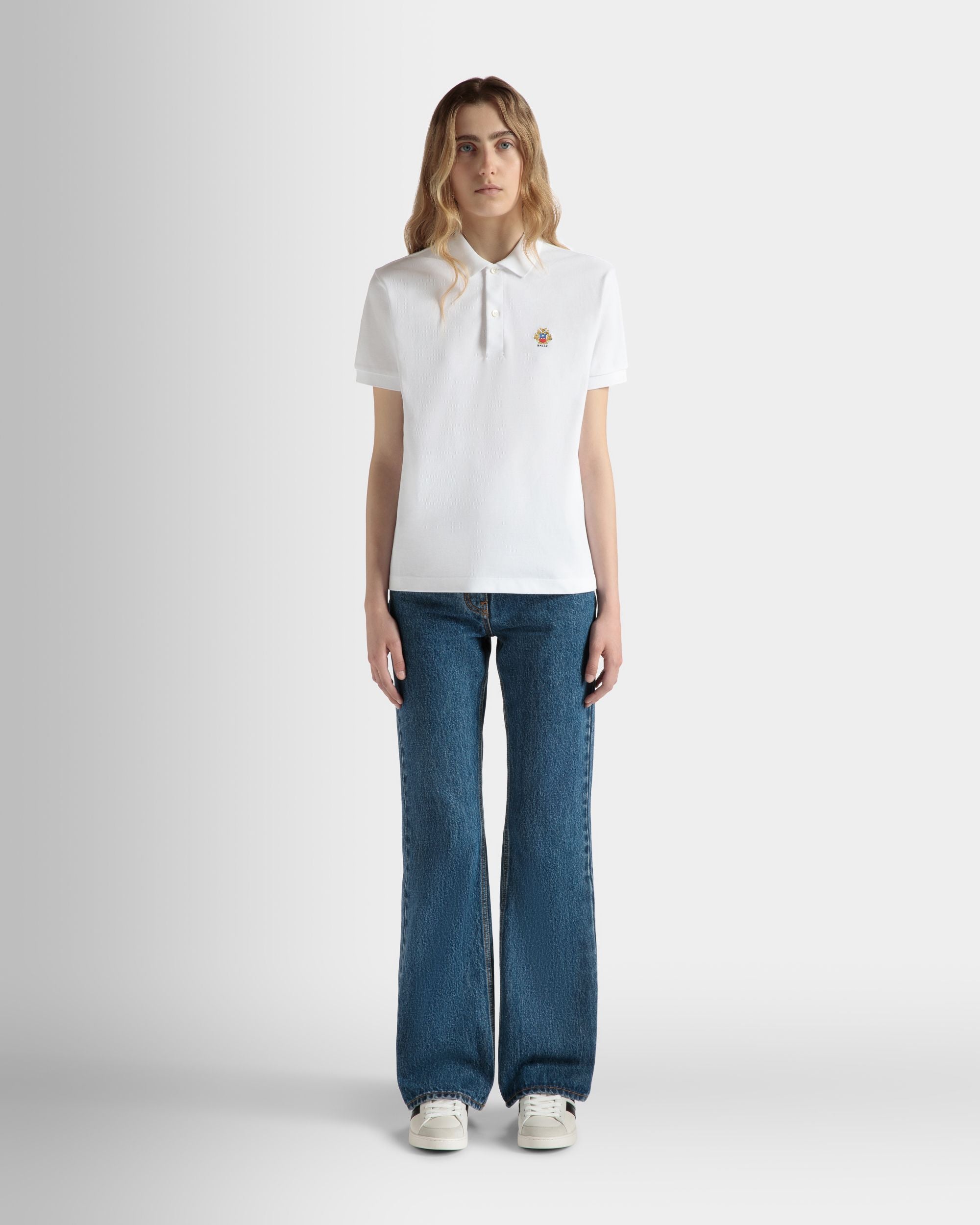 Polo A Maniche Corte In Cotone Bianco - Donna - Bally - 02