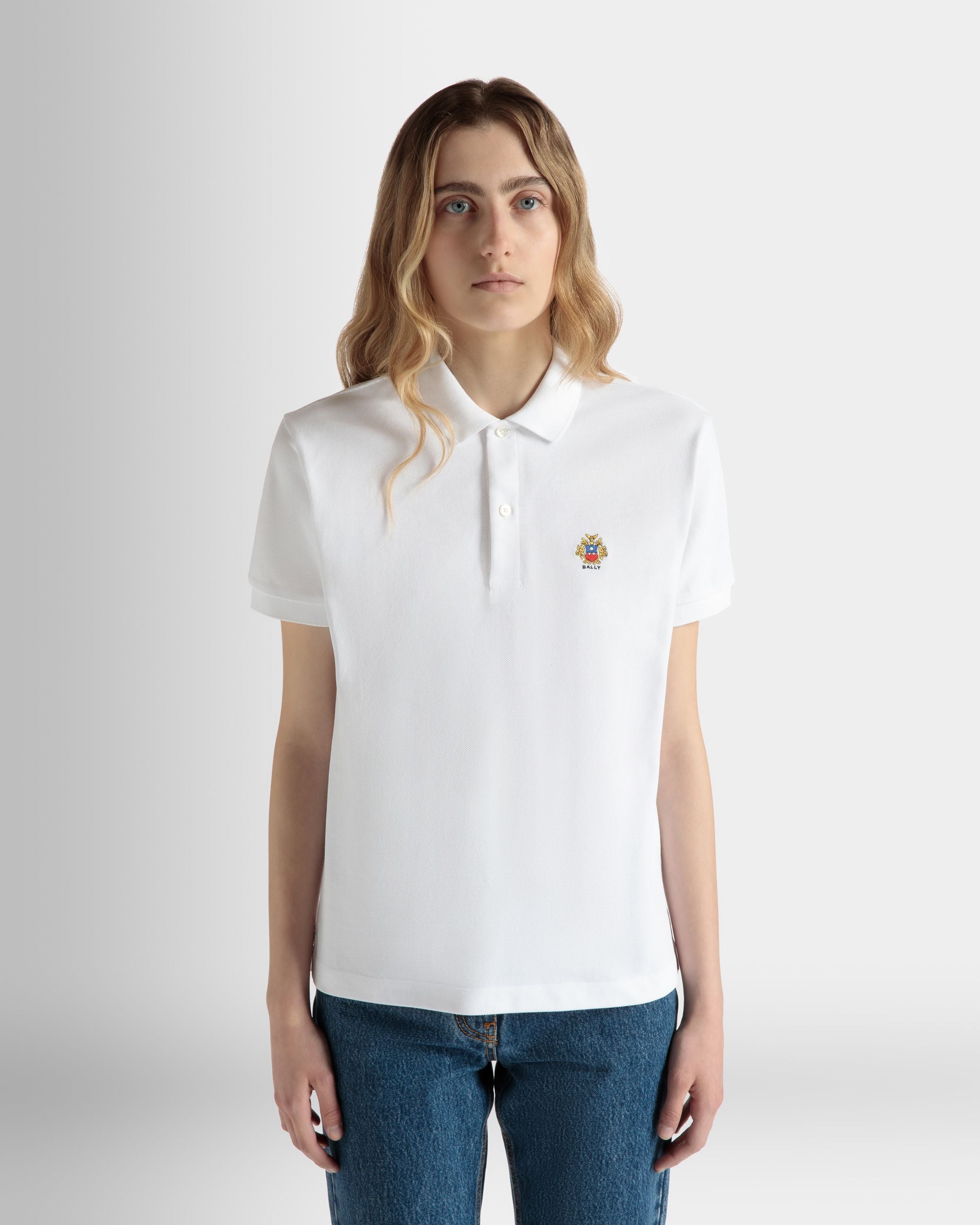 Polo A Maniche Corte In Cotone Bianco - Donna - Bally - 03